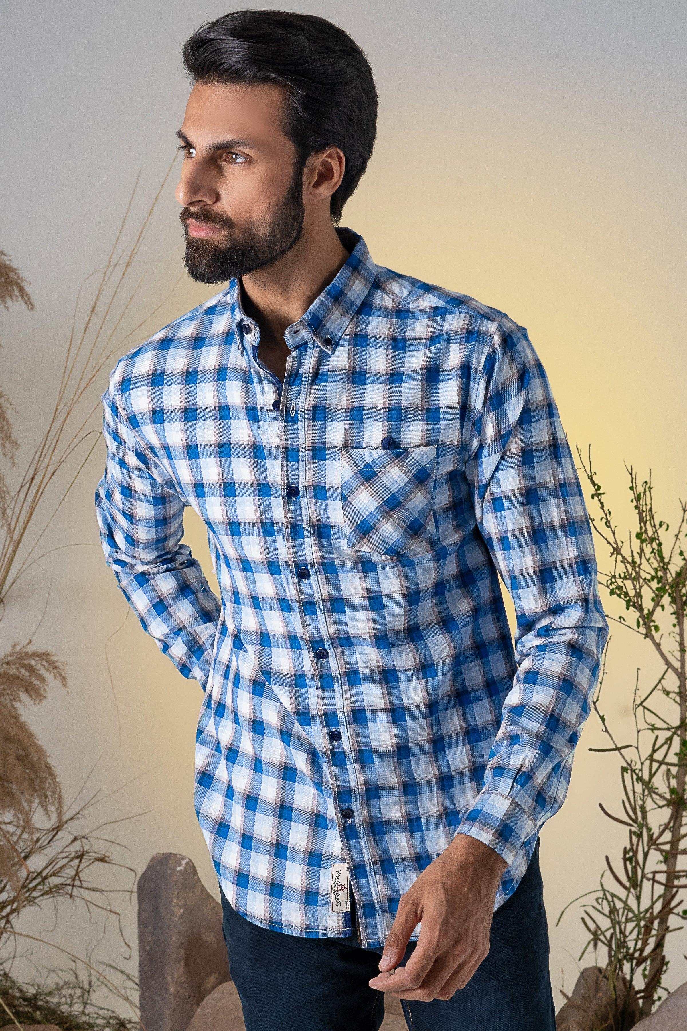 CASUAL SHIRT CHAMBRAY BLUE at Charcoal Clothing