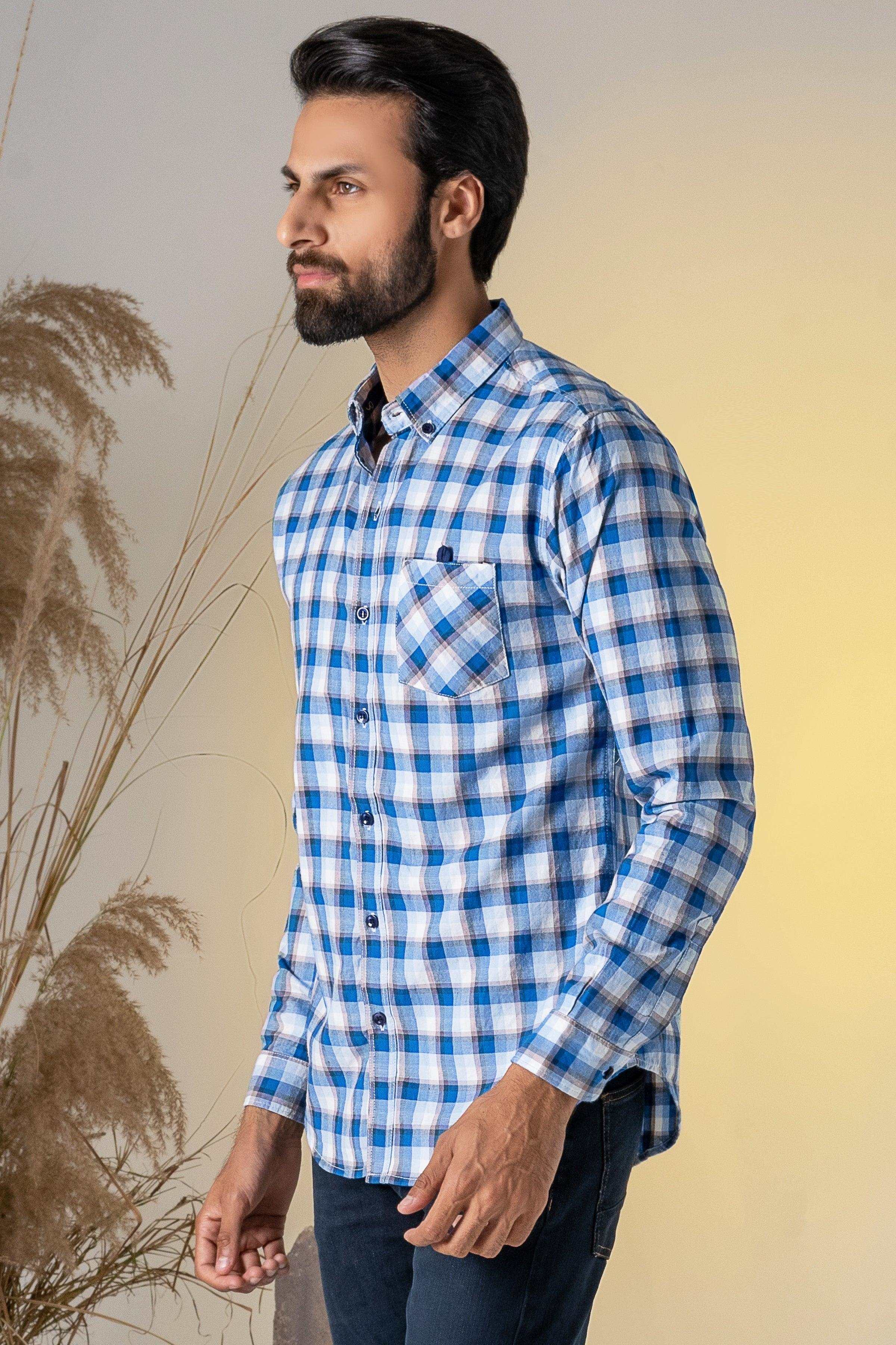 CASUAL SHIRT CHAMBRAY BLUE at Charcoal Clothing