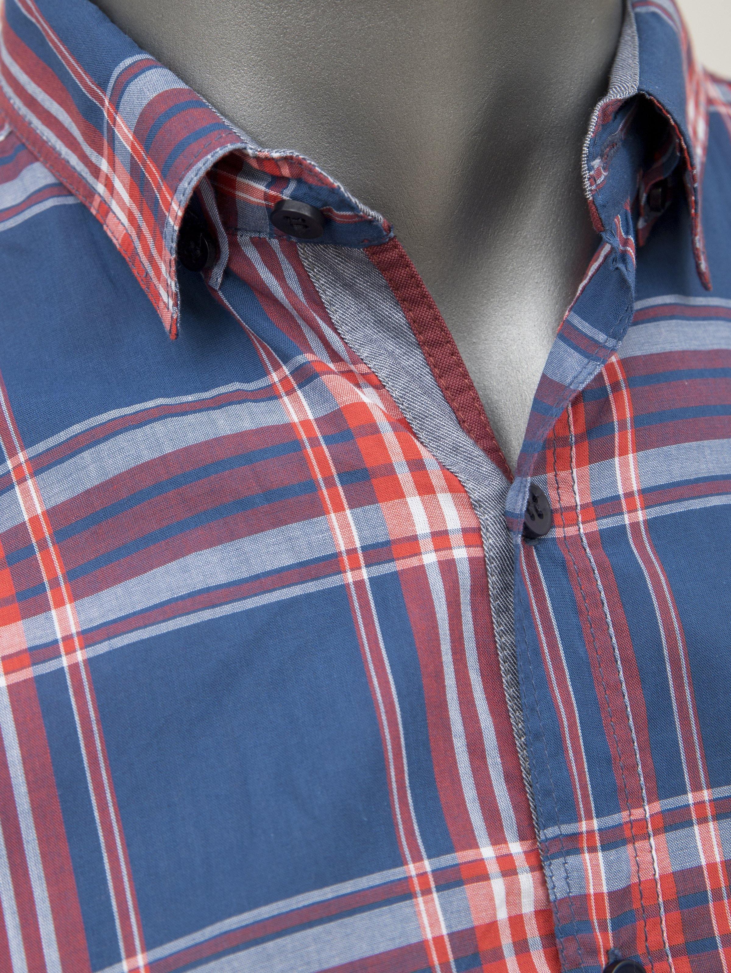 CASUAL SHIRT F/S BLUE MAROON at Charcoal Clothing