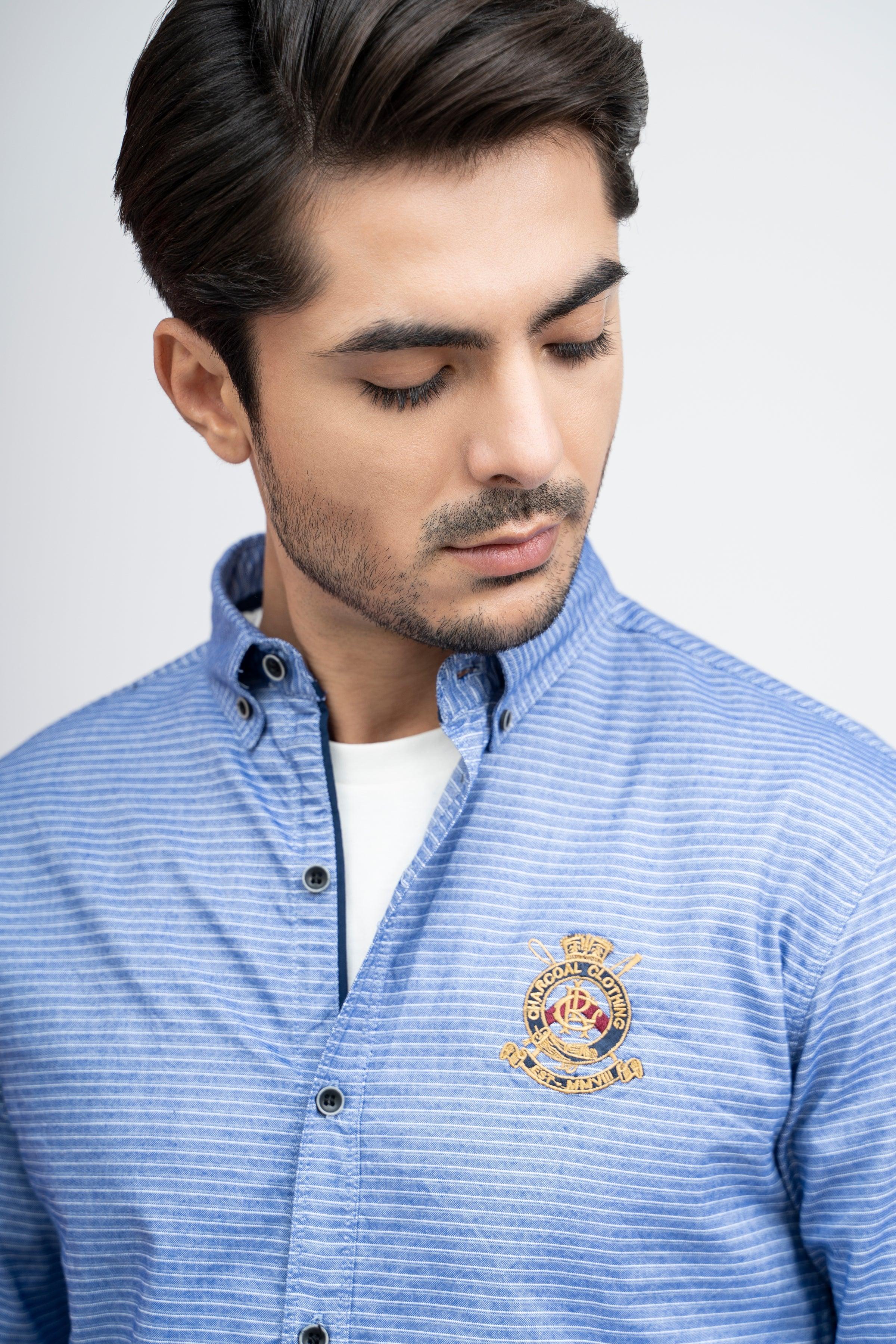CASUAL SHIRT F/S BLUE at Charcoal Clothing