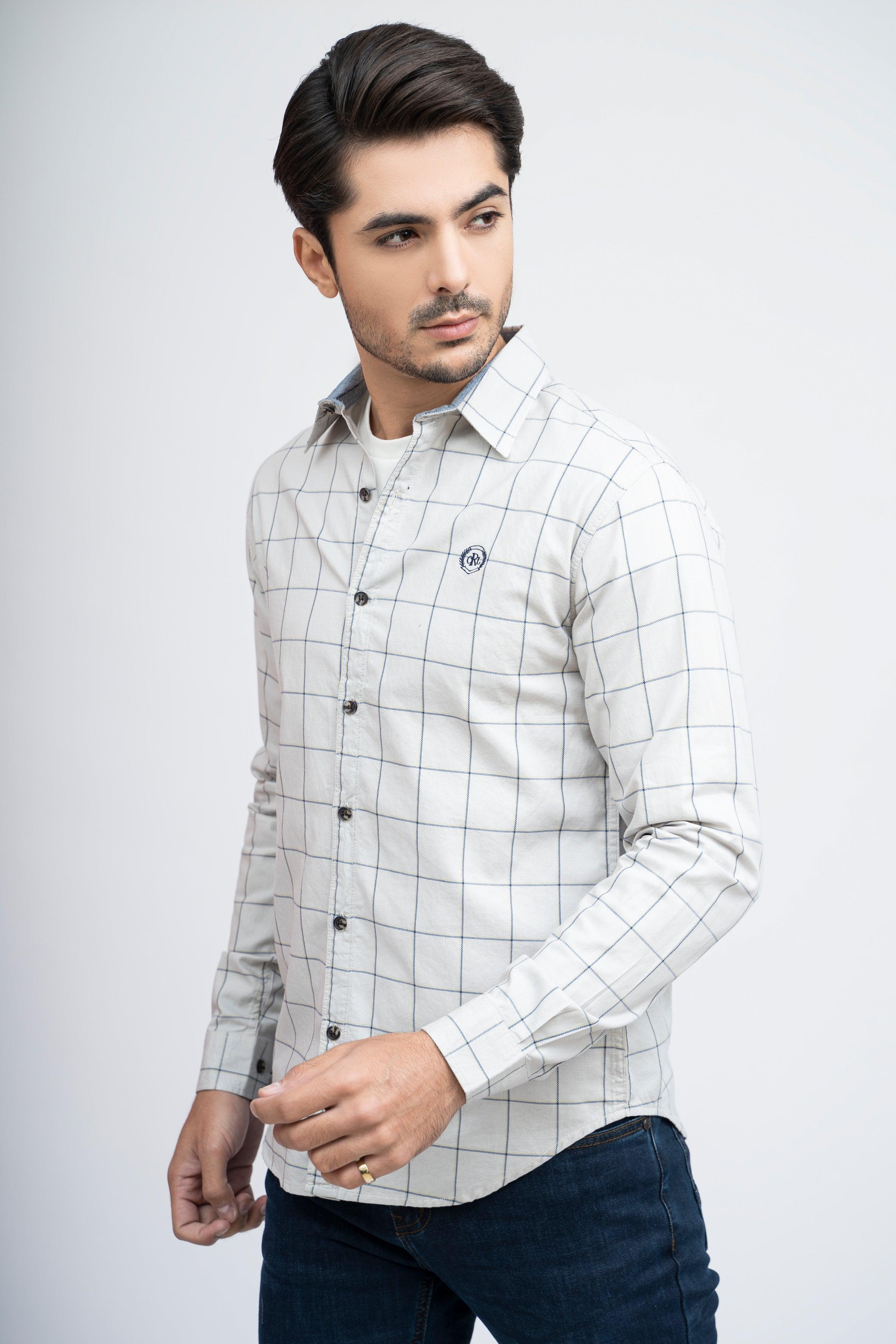 CASUAL SHIRT F/S GREY CHECK at Charcoal Clothing