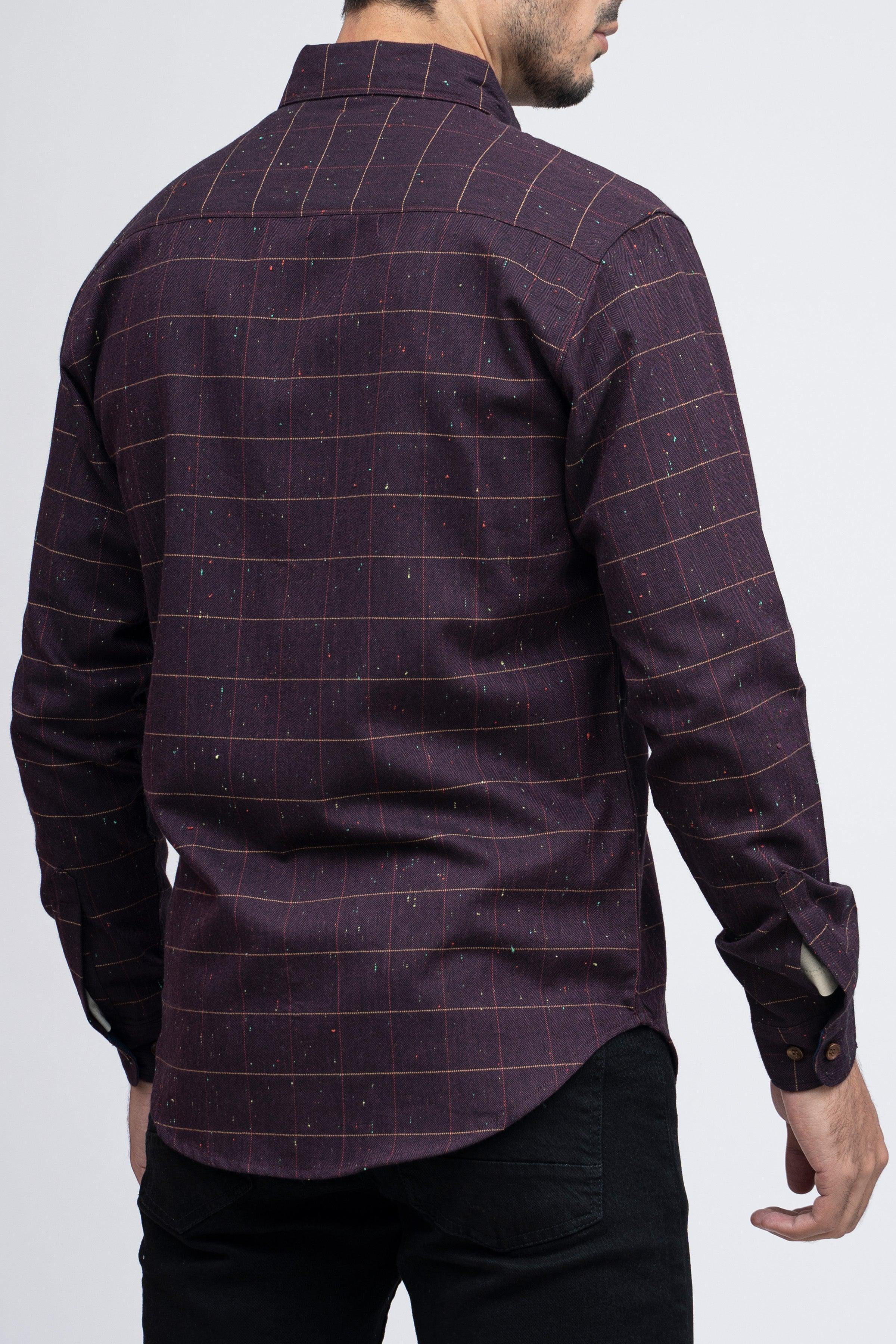 CASUAL SHIRT F/S MAROON CHECK at Charcoal Clothing