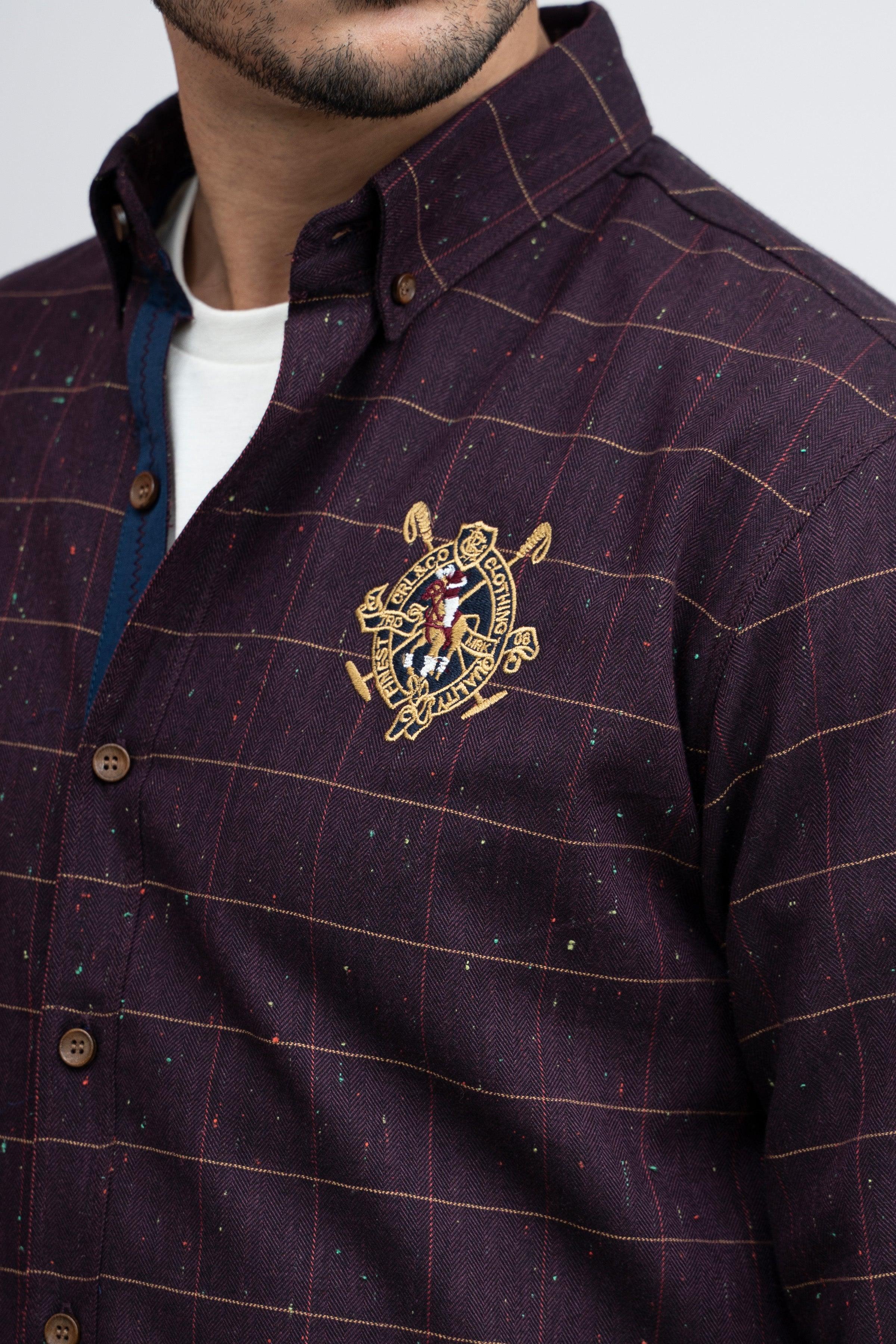 CASUAL SHIRT F/S MAROON CHECK at Charcoal Clothing