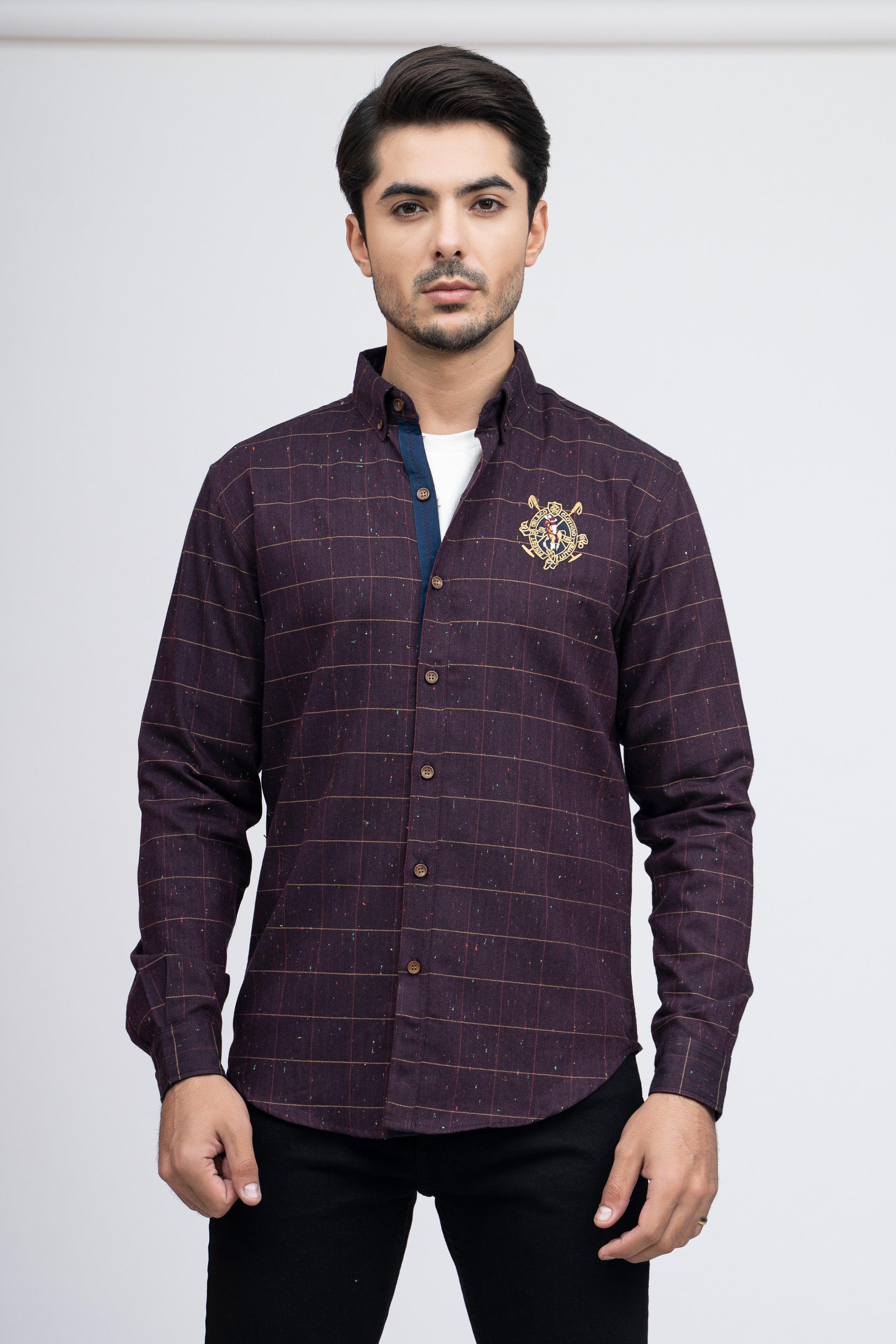 CASUAL SHIRT F/S MAROON CHECK at Charcoal Clothing