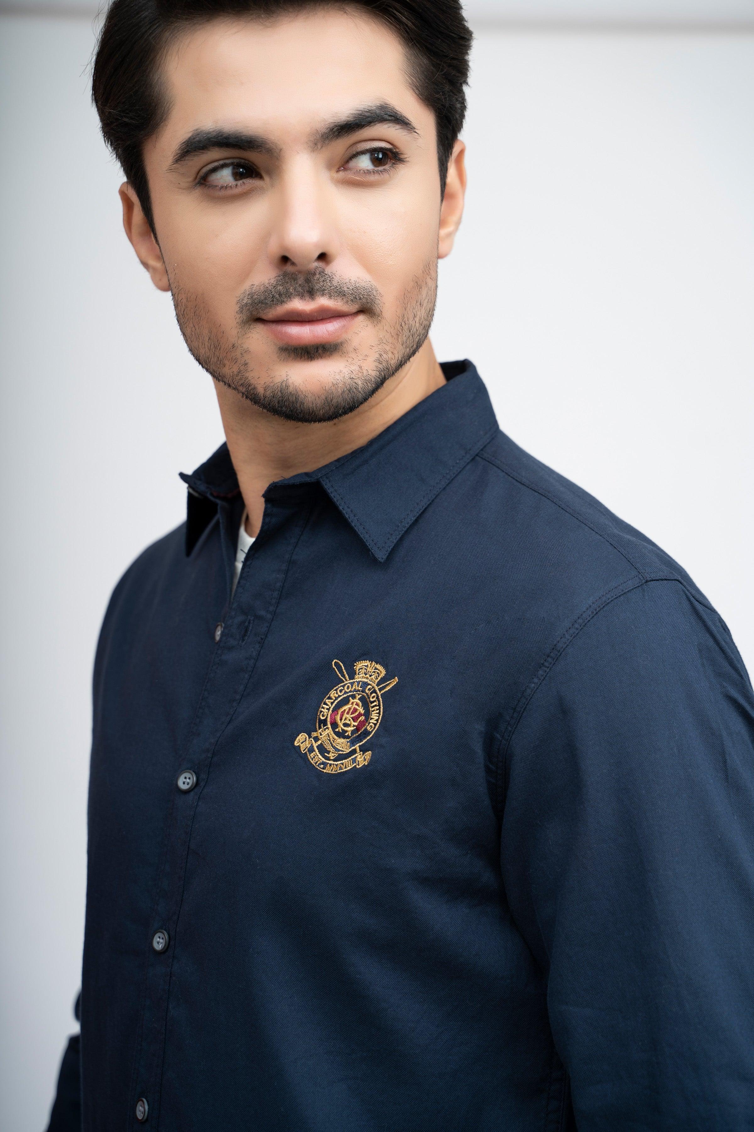 CASUAL SHIRT F/S NAVY at Charcoal Clothing