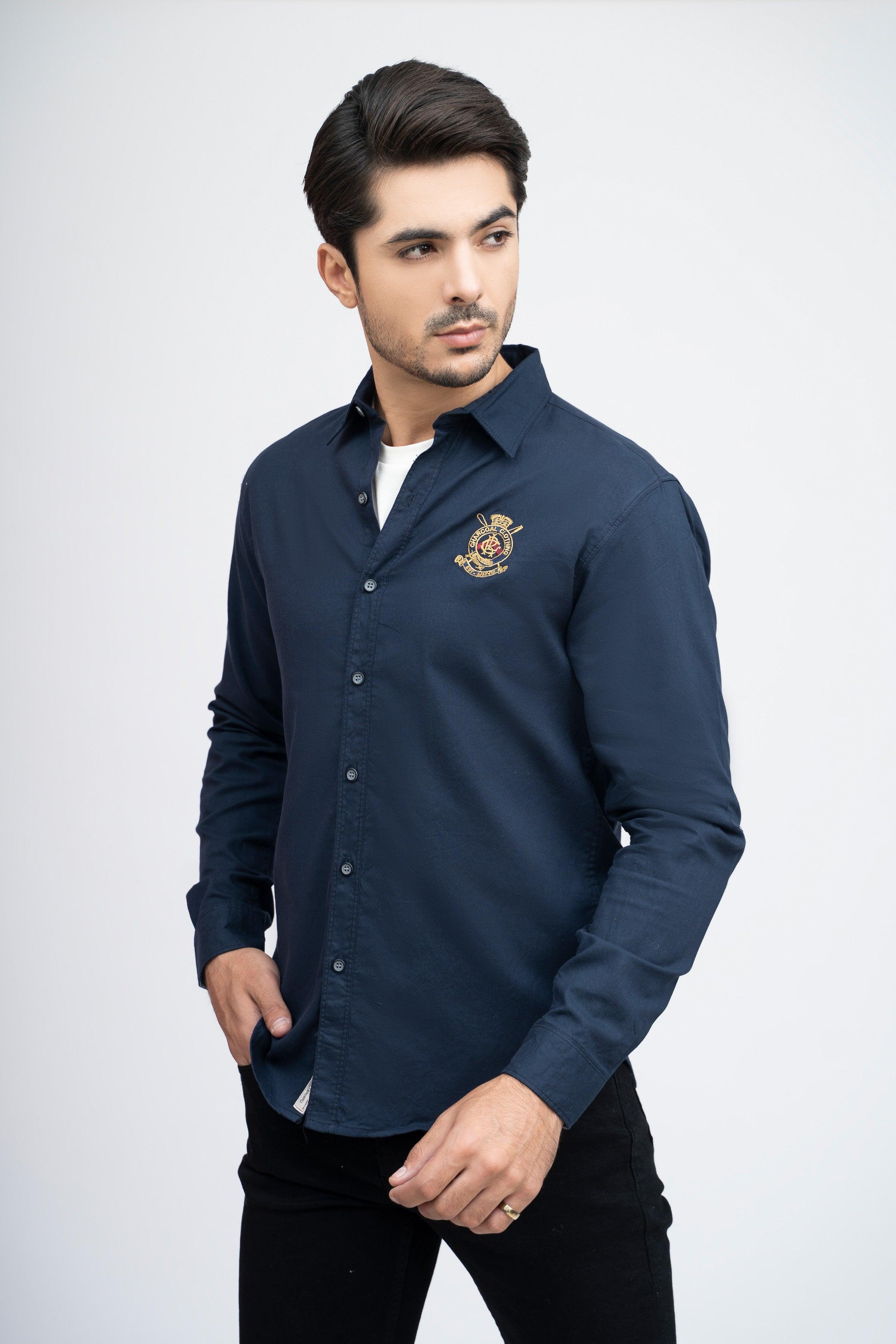 CASUAL SHIRT F/S NAVY at Charcoal Clothing