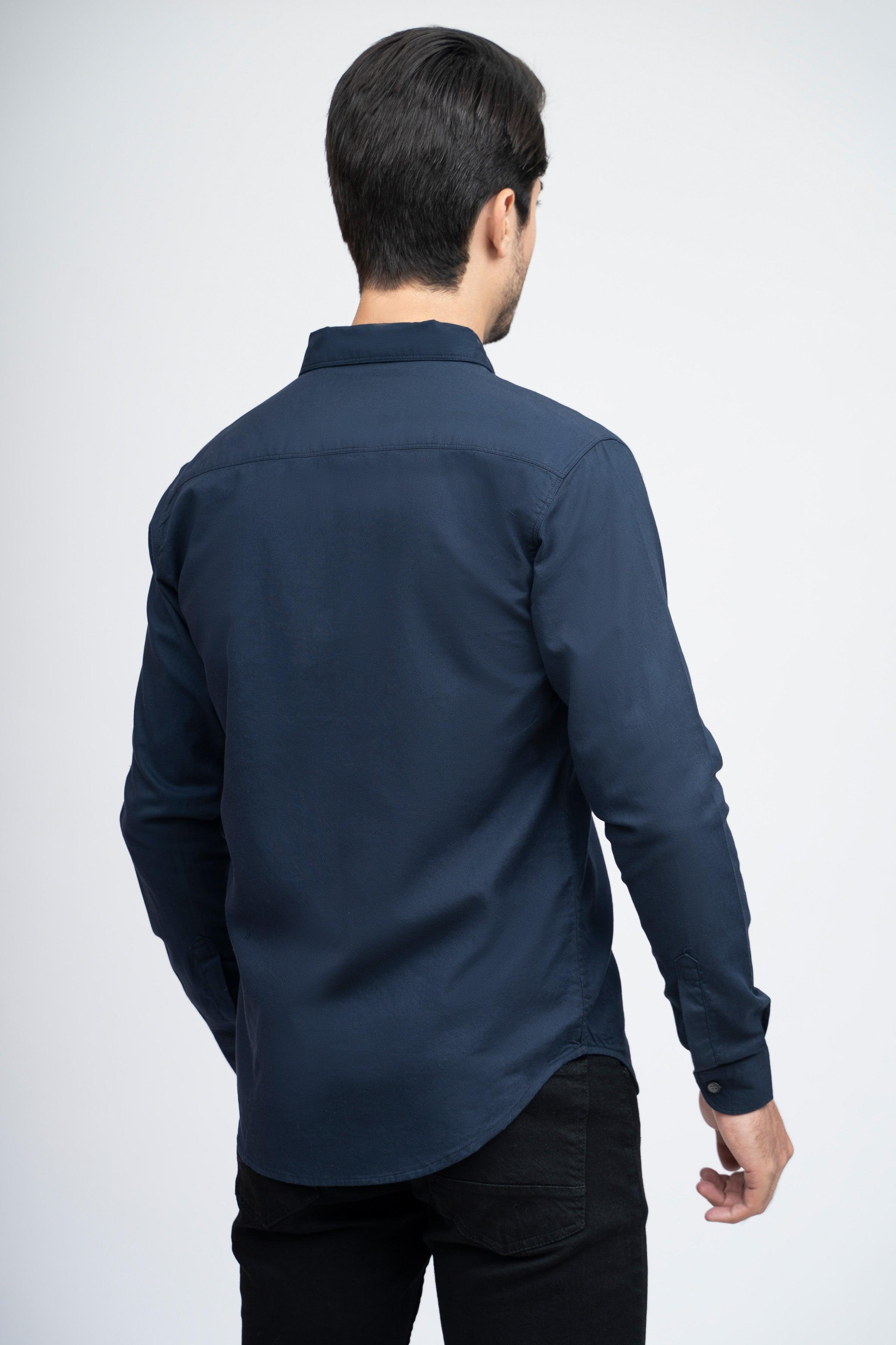 CASUAL SHIRT F/S NAVY at Charcoal Clothing
