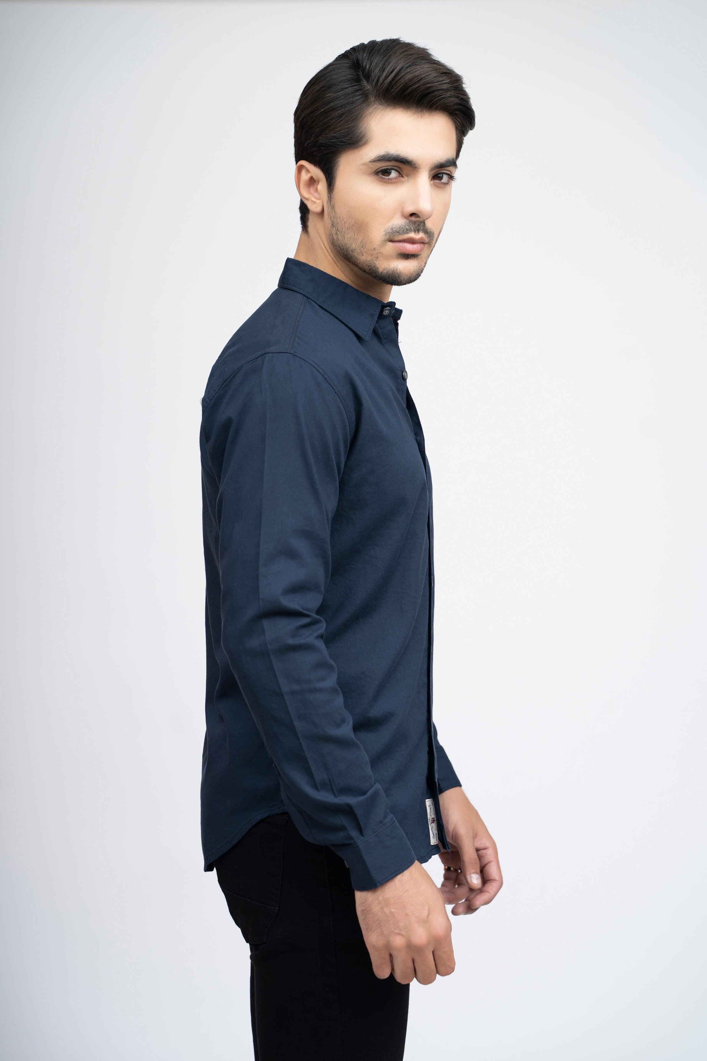 CASUAL SHIRT F/S NAVY at Charcoal Clothing