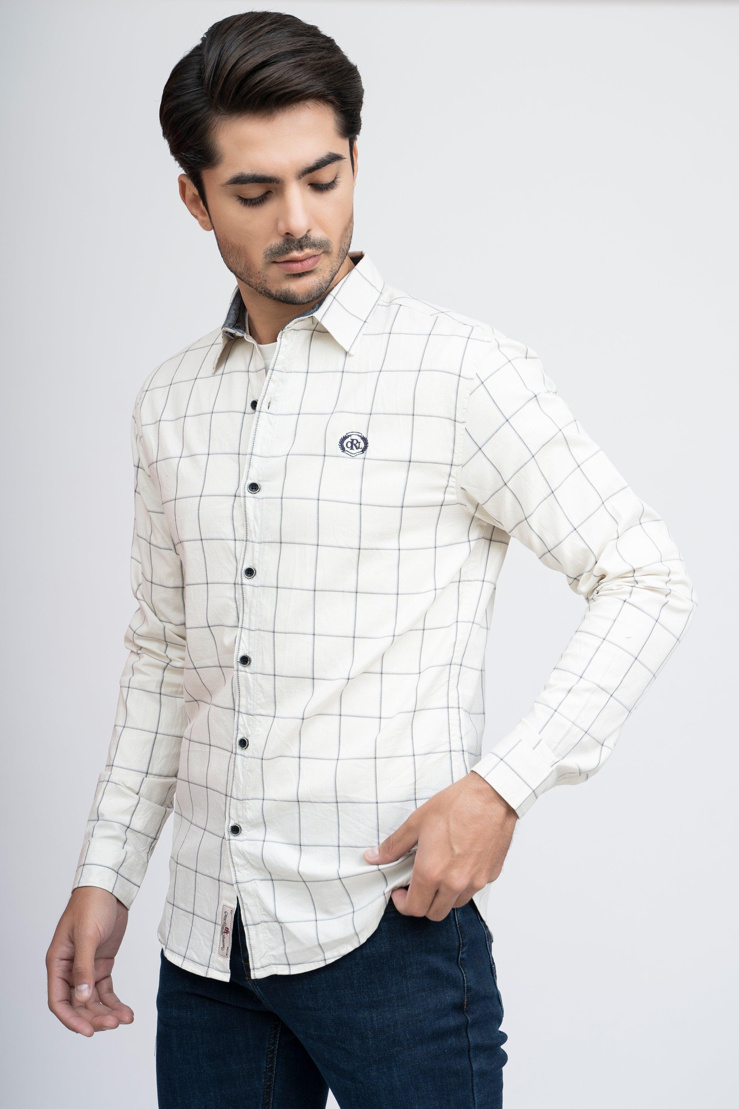 CASUAL SHIRT F/S OFF WHITE at Charcoal Clothing