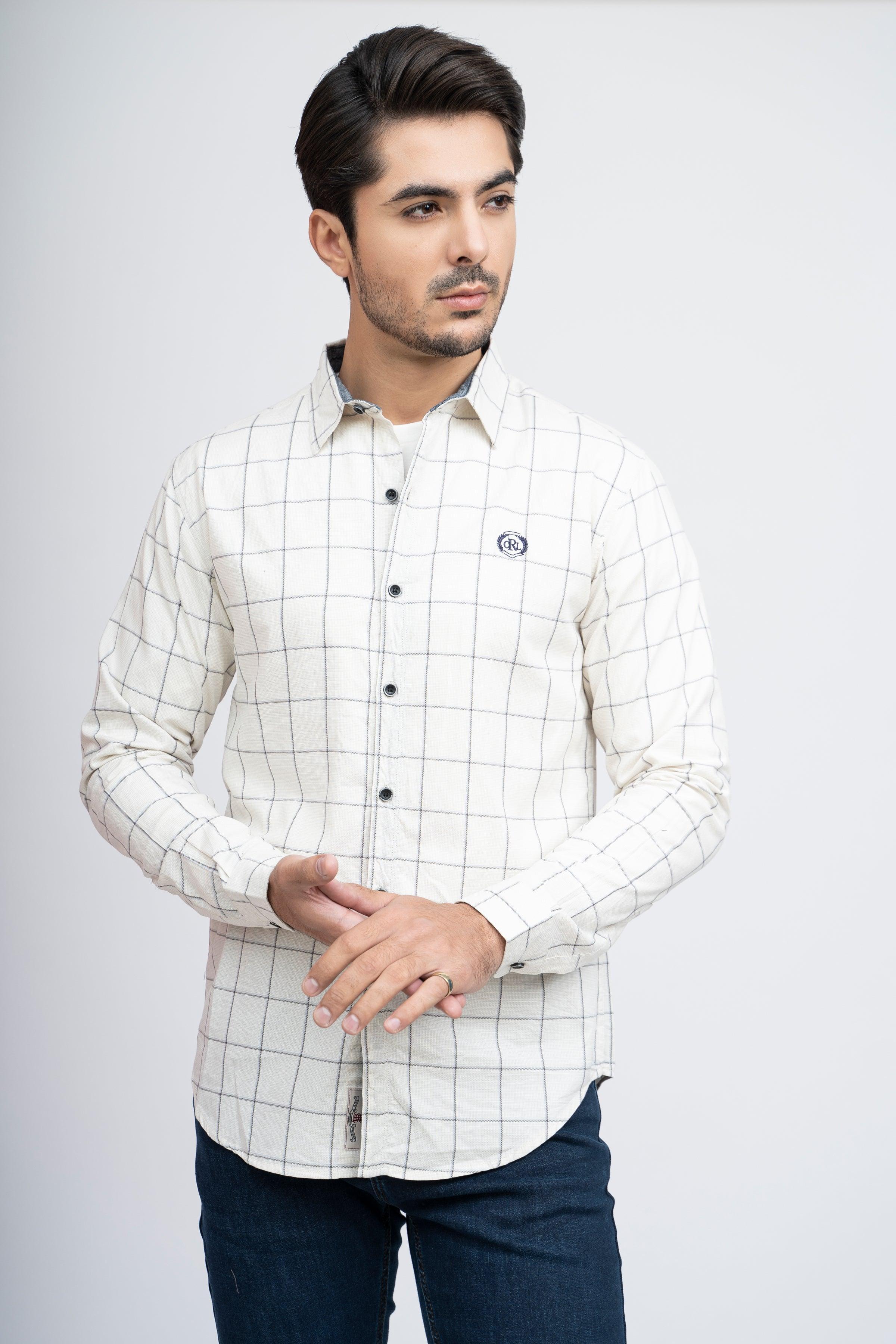 CASUAL SHIRT F/S OFF WHITE at Charcoal Clothing