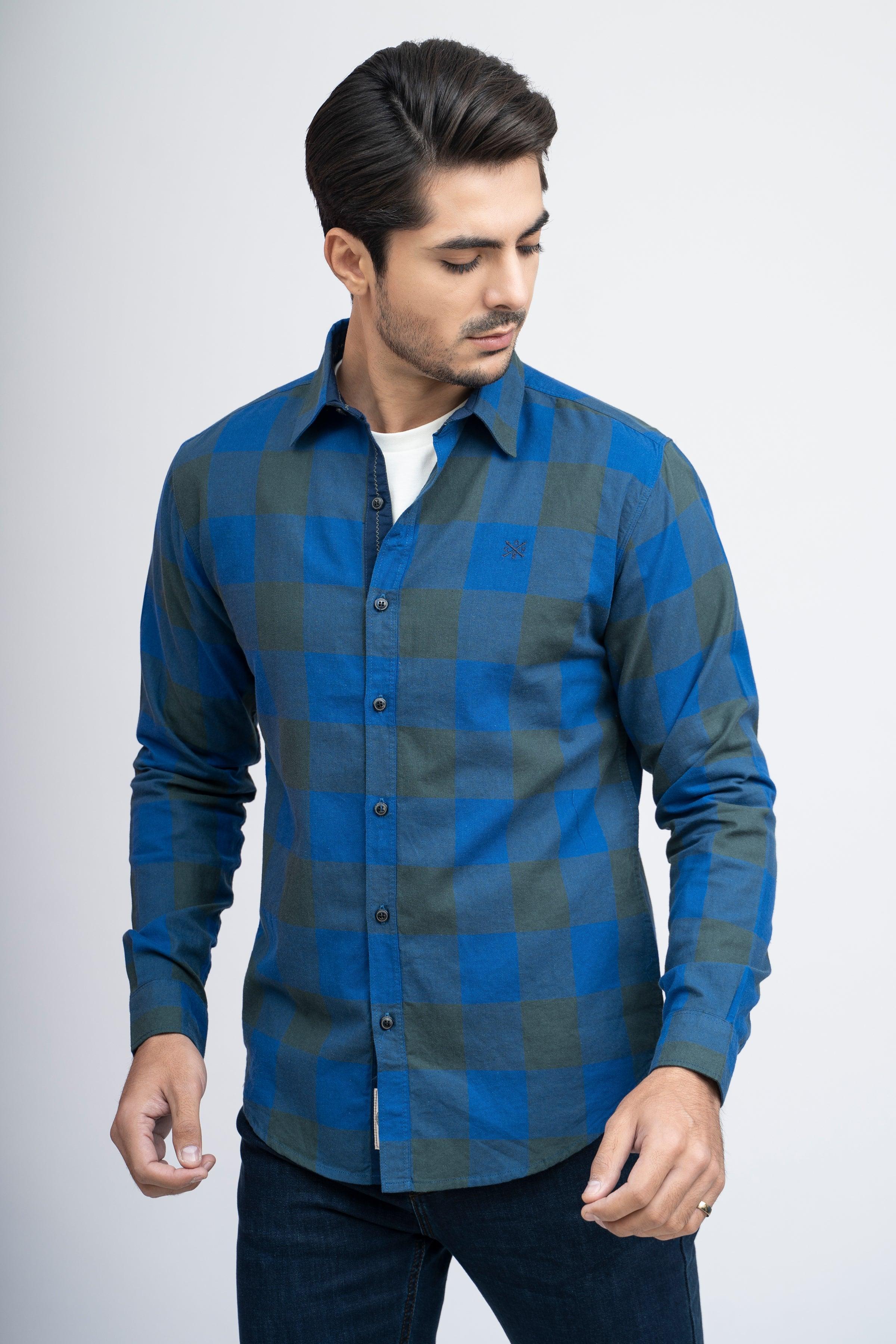 CASUAL SHIRT F/S ROYAL BLUE at Charcoal Clothing