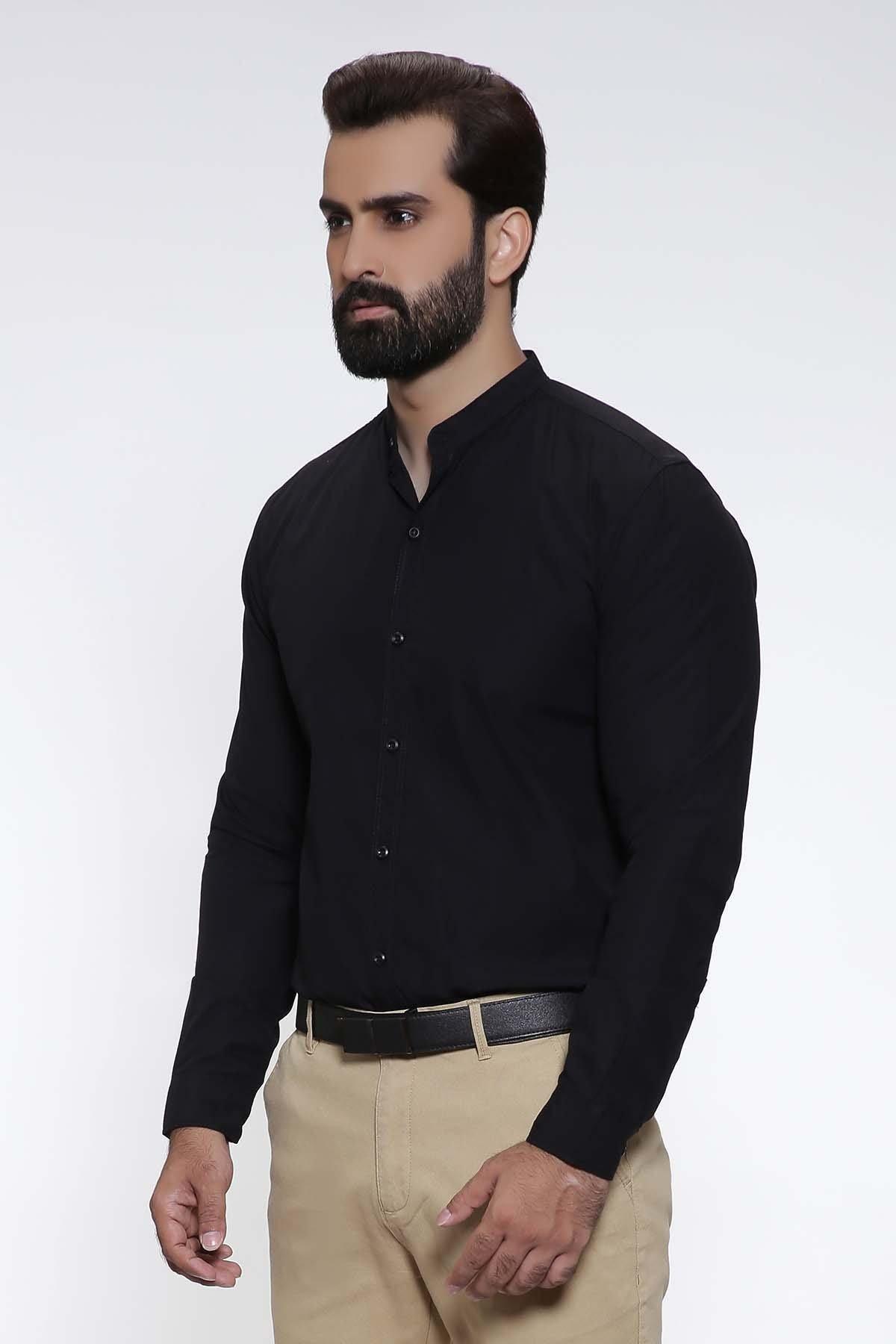 CASUAL SHIRT FULL SLEEVE BLACK SLIM FIT PRE FALL at Charcoal Clothing