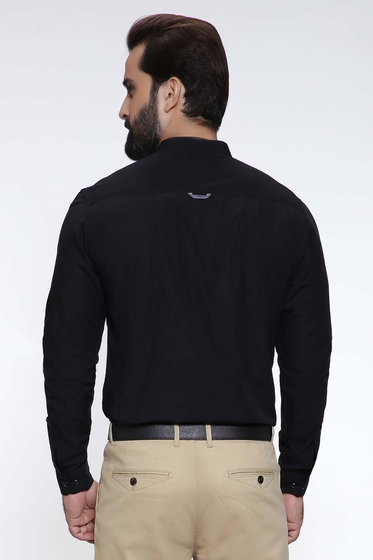 CASUAL SHIRT FULL SLEEVE BLACK SLIM FIT PRE FALL at Charcoal Clothing