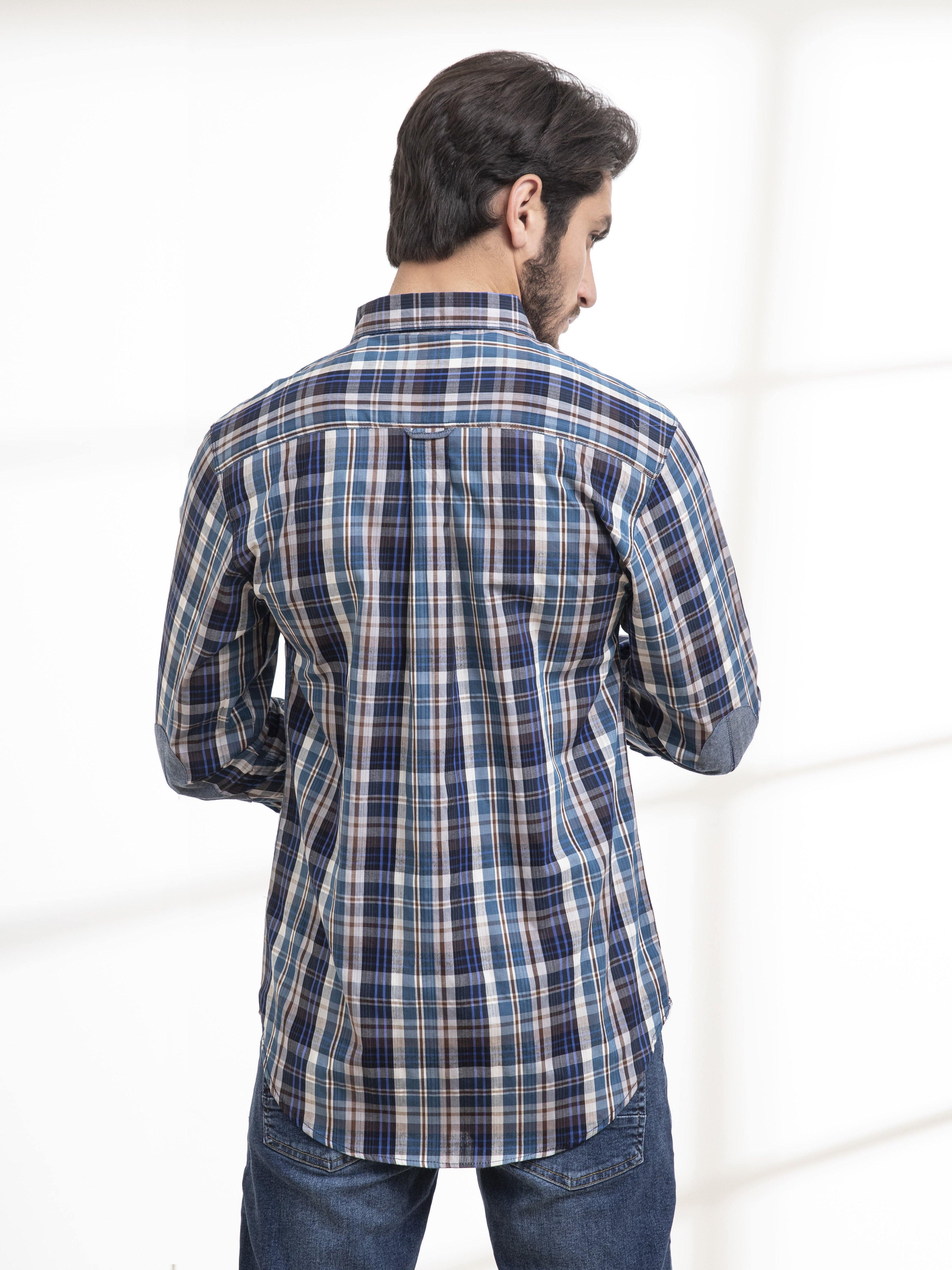 CASUAL SHIRT FULL SLEEVE BLUE CHECK at Charcoal Clothing