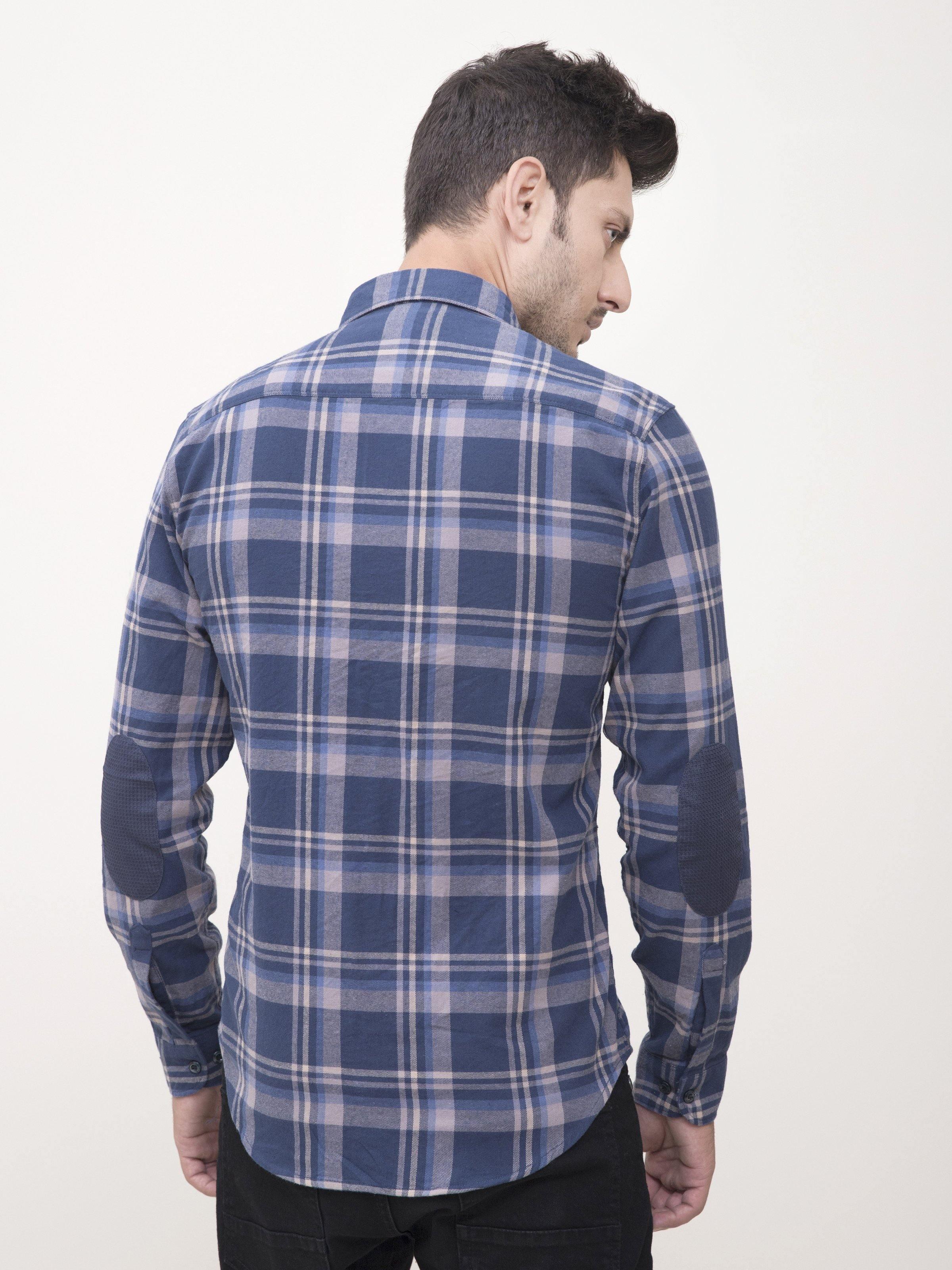 CASUAL SHIRT FULL SLEEVE BLUE CHECK at Charcoal Clothing