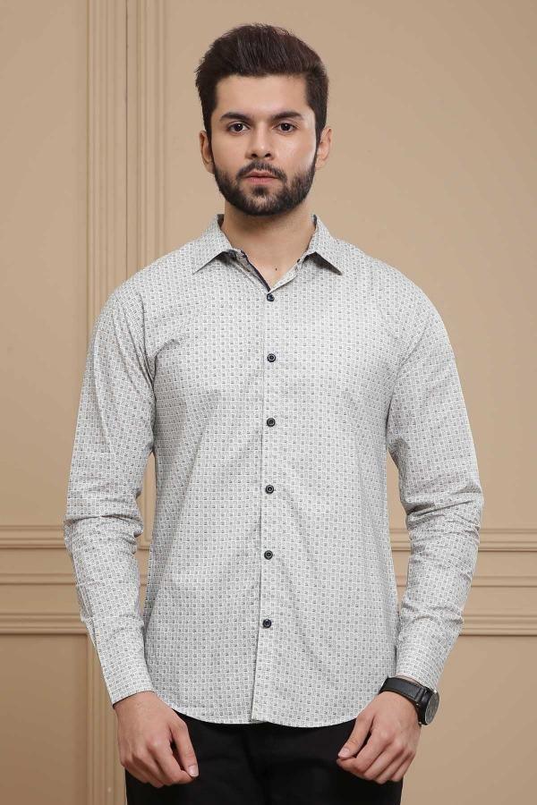 CASUAL SHIRT FULL SLEEVE BLUE GREY at Charcoal Clothing