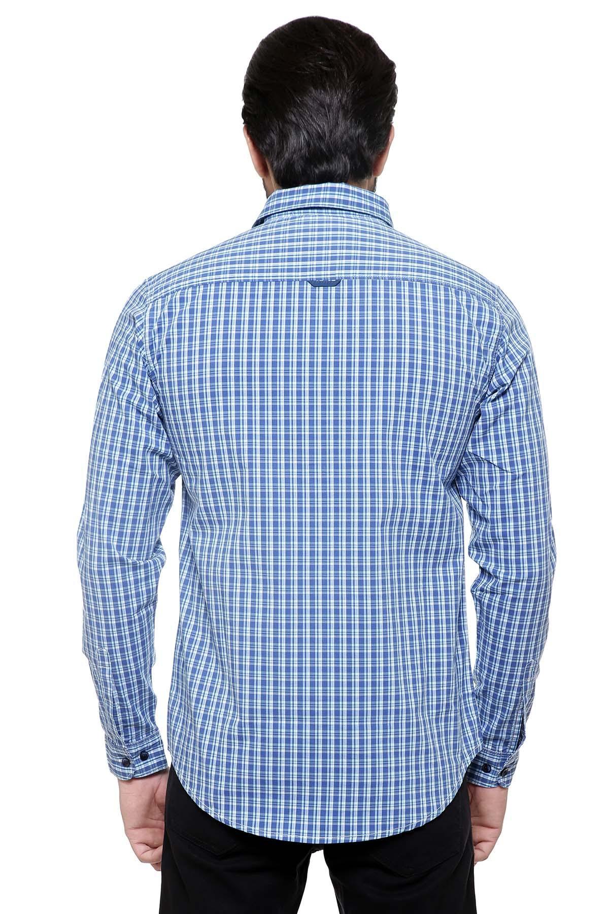 CASUAL SHIRT FULL SLEEVE BLUE WHITE LINE at Charcoal Clothing