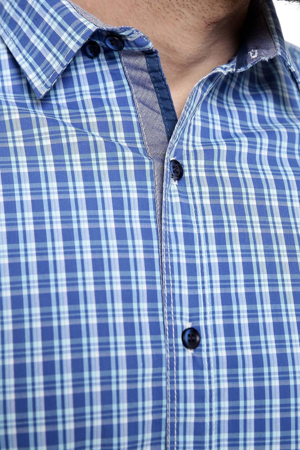 CASUAL SHIRT FULL SLEEVE BLUE WHITE LINE at Charcoal Clothing