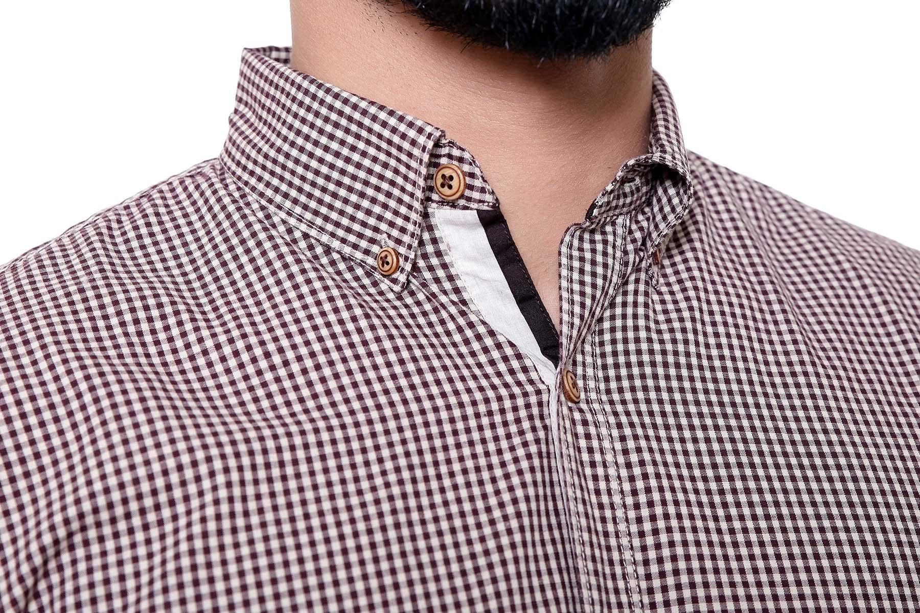 CASUAL SHIRT FULL SLEEVE BROWN KHAKI at Charcoal Clothing