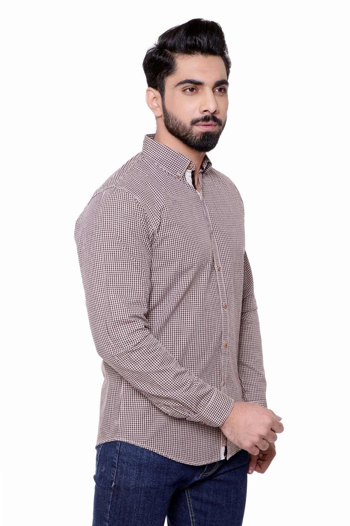 CASUAL SHIRT FULL SLEEVE BROWN KHAKI at Charcoal Clothing