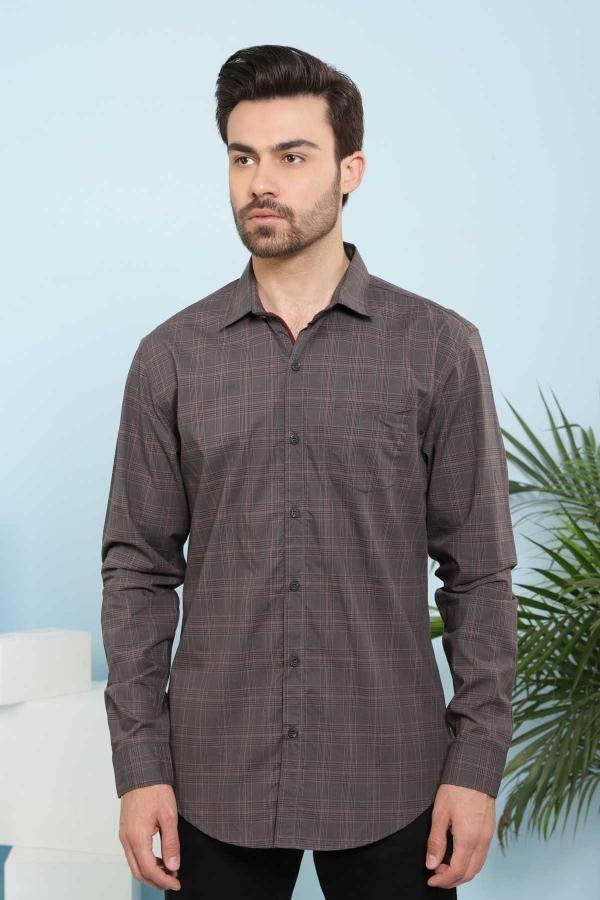 CASUAL SHIRT FULL SLEEVE BROWN at Charcoal Clothing