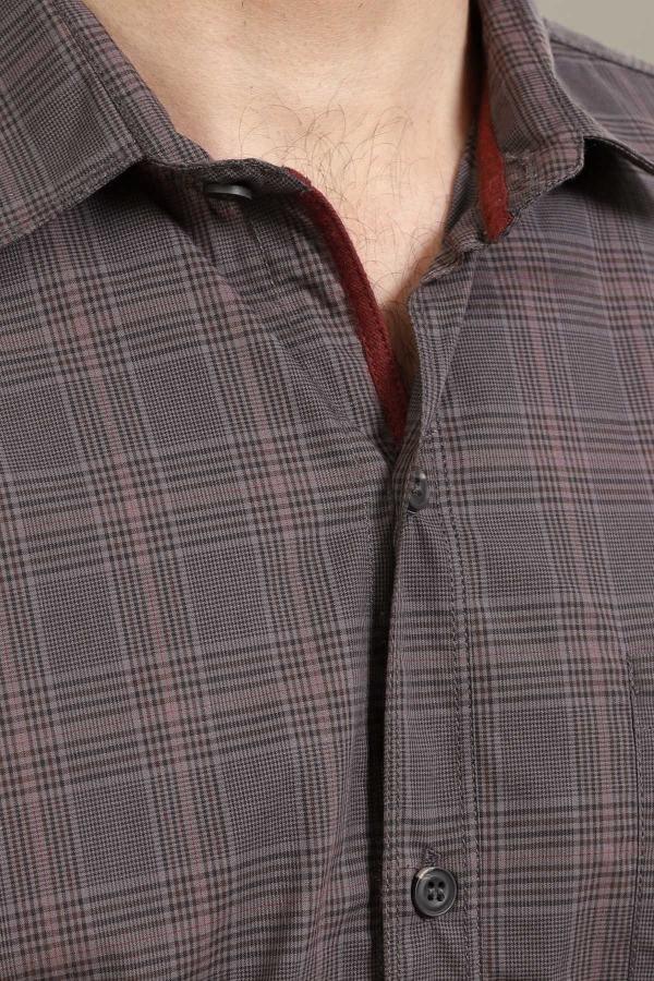 CASUAL SHIRT FULL SLEEVE BROWN at Charcoal Clothing