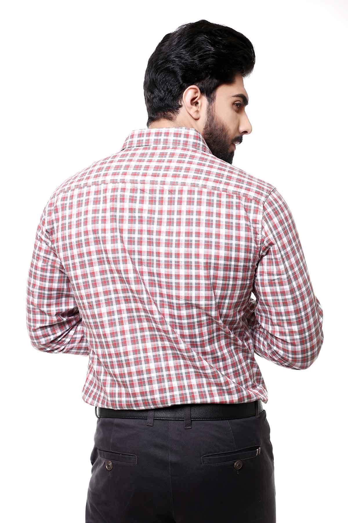 CASUAL SHIRT FULL SLEEVE GREY CHECK at Charcoal Clothing