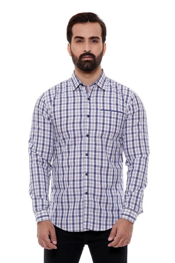 CASUAL SHIRT FULL SLEEVE GREY CHECK at Charcoal Clothing