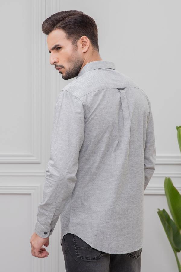 CASUAL SHIRT FULL SLEEVE GREY SLIM FIT at Charcoal Clothing