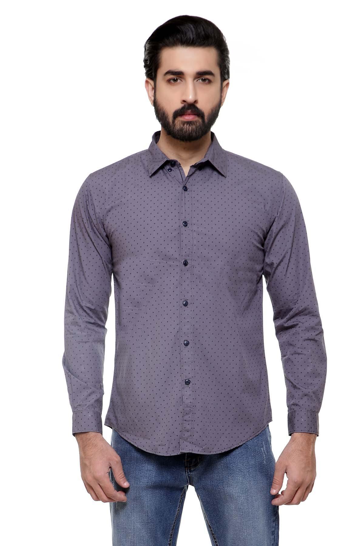 CASUAL SHIRT FULL SLEEVE GREY at Charcoal Clothing