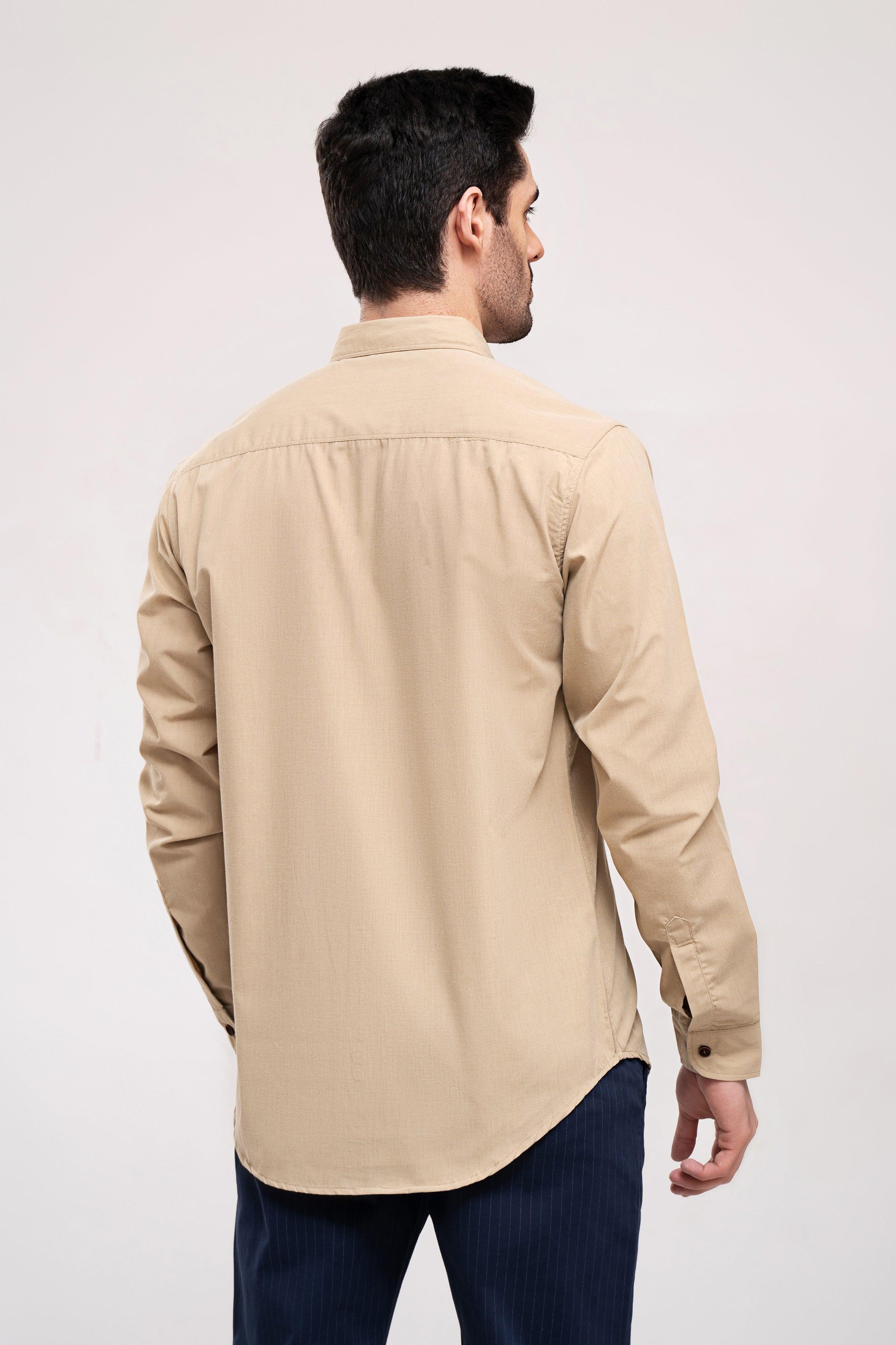 CASUAL SHIRT FULL SLEEVE KHAKI at Charcoal Clothing