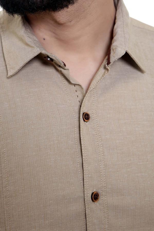 CASUAL SHIRT FULL SLEEVE KHAKI at Charcoal Clothing