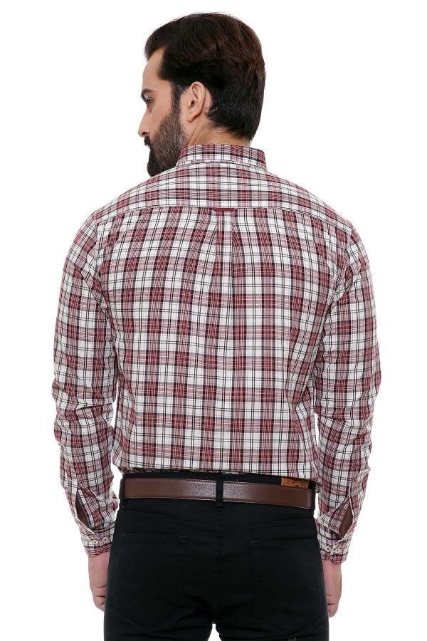 CASUAL SHIRT FULL SLEEVE MAROON BLACK SLIM FIT at Charcoal Clothing
