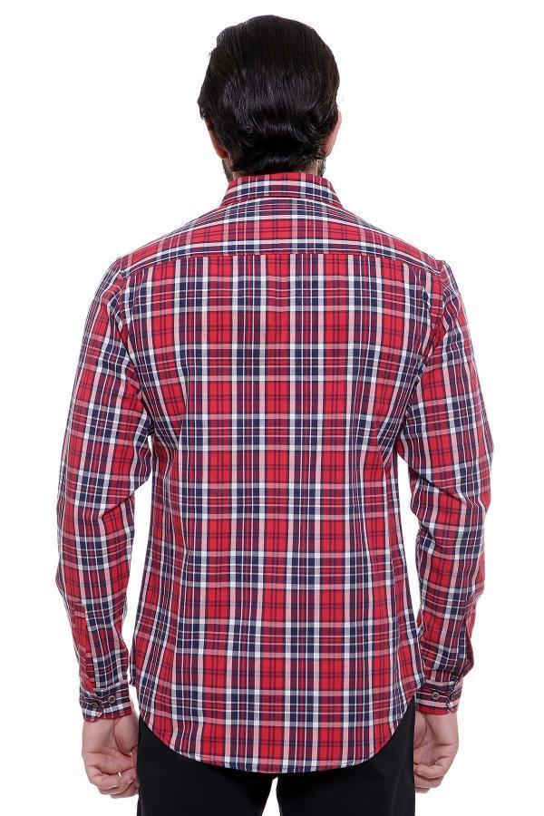 CASUAL SHIRT FULL SLEEVE MAROON CHECK SLIM FIT at Charcoal Clothing