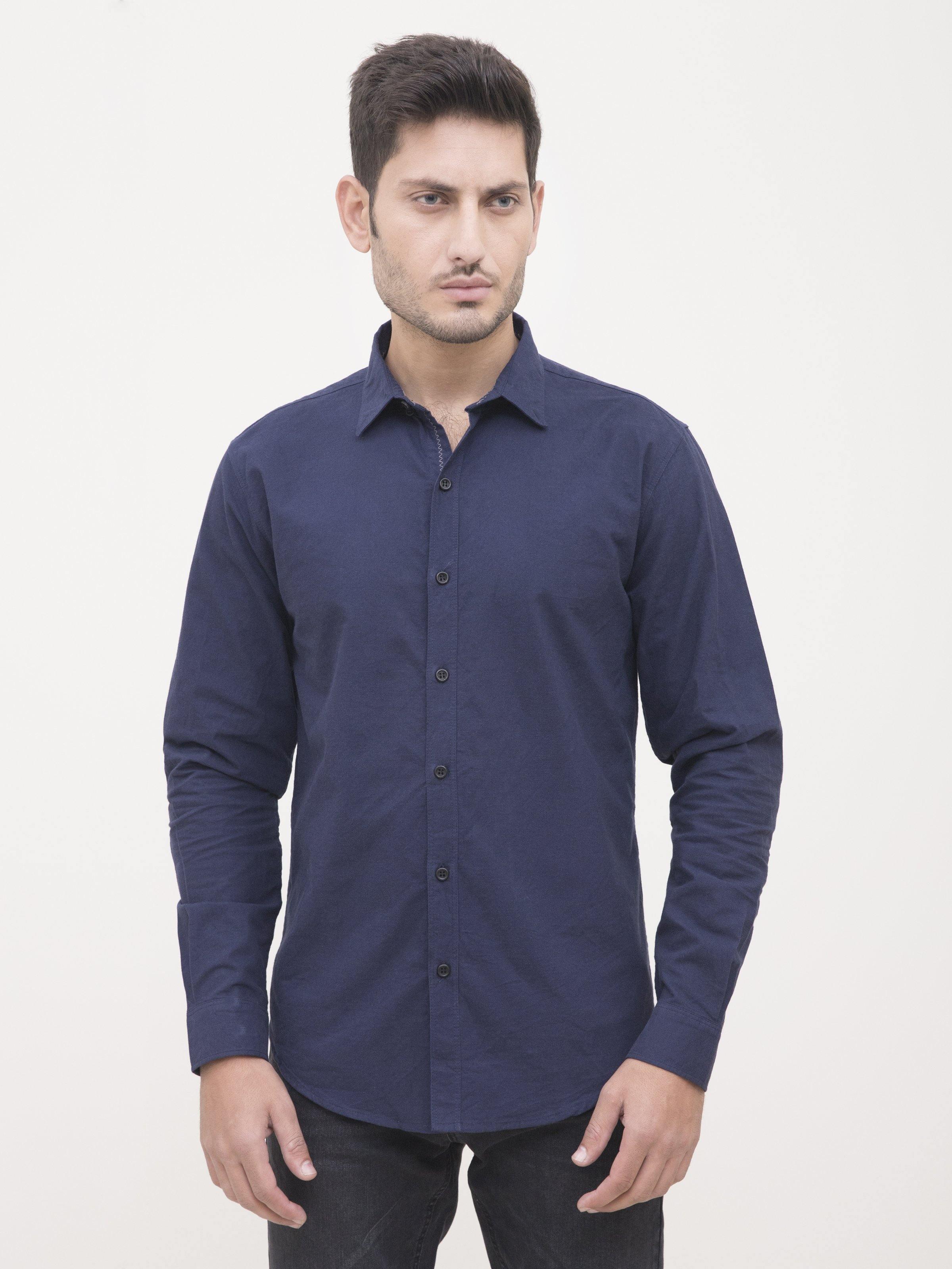 CASUAL SHIRT FULL SLEEVE NAVY BLUE at Charcoal Clothing