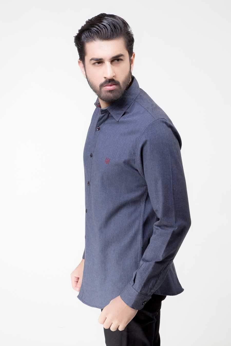 CASUAL SHIRT FULL SLEEVE NAVY GREY WINTER at Charcoal Clothing