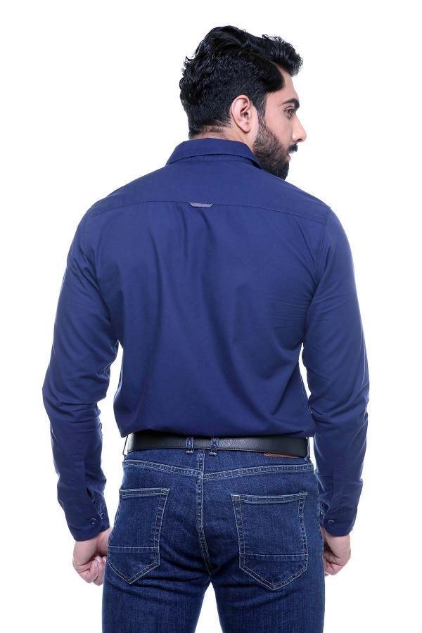 CASUAL SHIRT FULL SLEEVE NAVY SLIM FIT at Charcoal Clothing