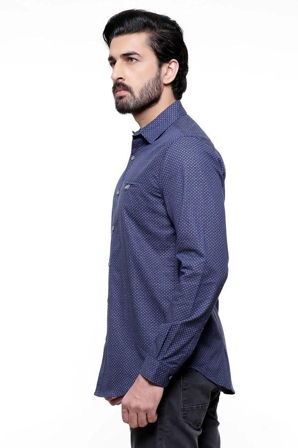 CASUAL SHIRT FULL SLEEVE NAVY SLIM FIT at Charcoal Clothing