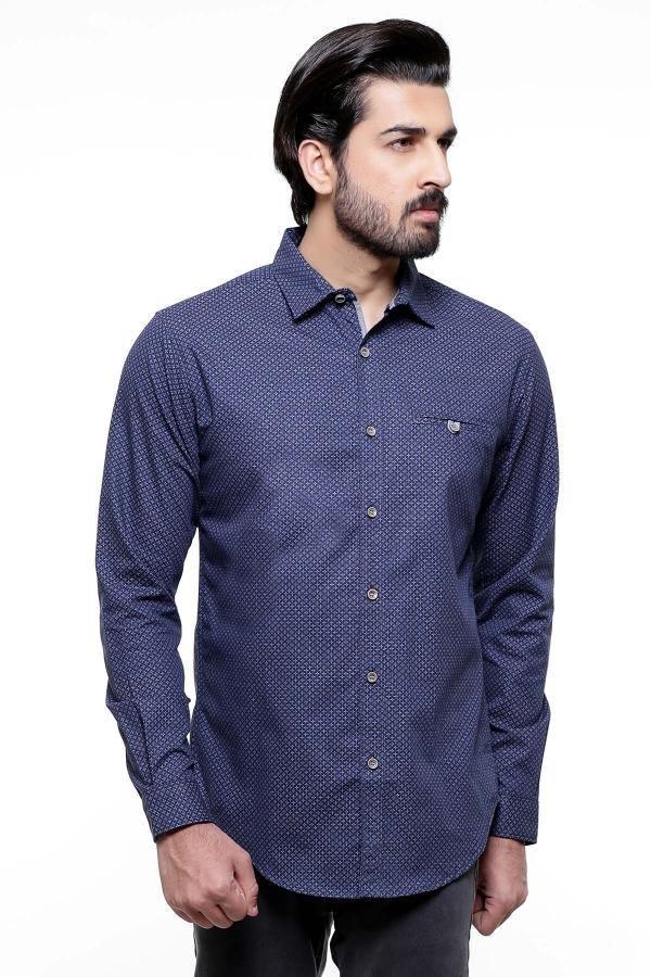 CASUAL SHIRT FULL SLEEVE NAVY SLIM FIT at Charcoal Clothing