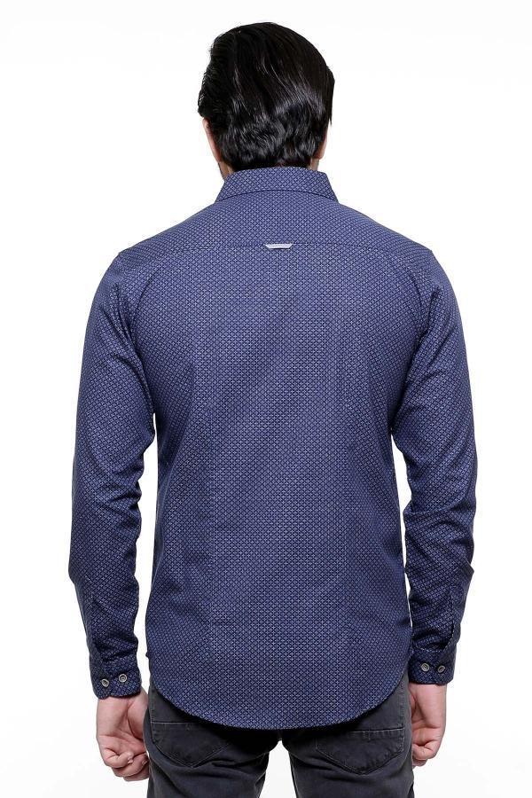 CASUAL SHIRT FULL SLEEVE NAVY SLIM FIT at Charcoal Clothing