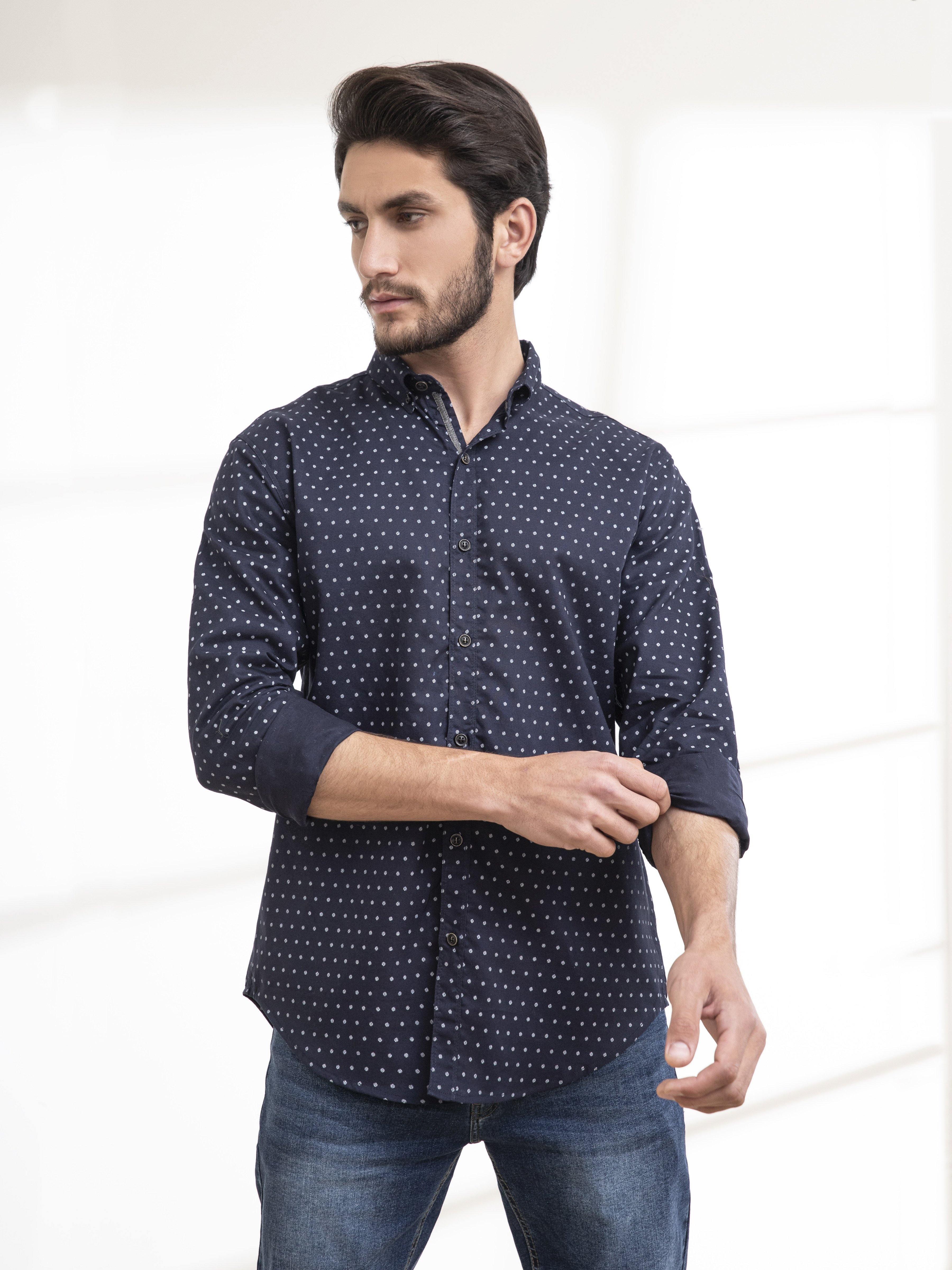 CASUAL SHIRT FULL SLEEVE NAVY at Charcoal Clothing