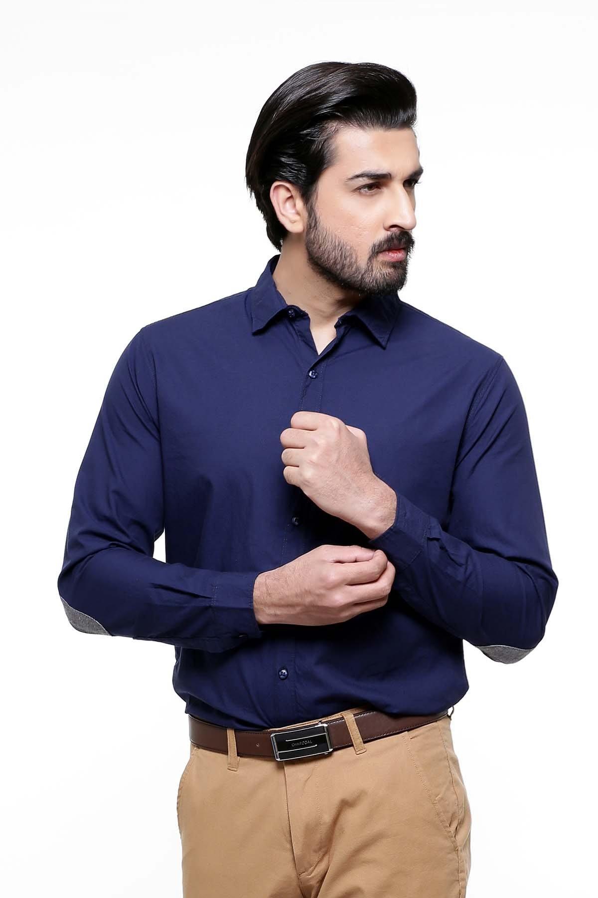CASUAL SHIRT FULL SLEEVE NAVY at Charcoal Clothing