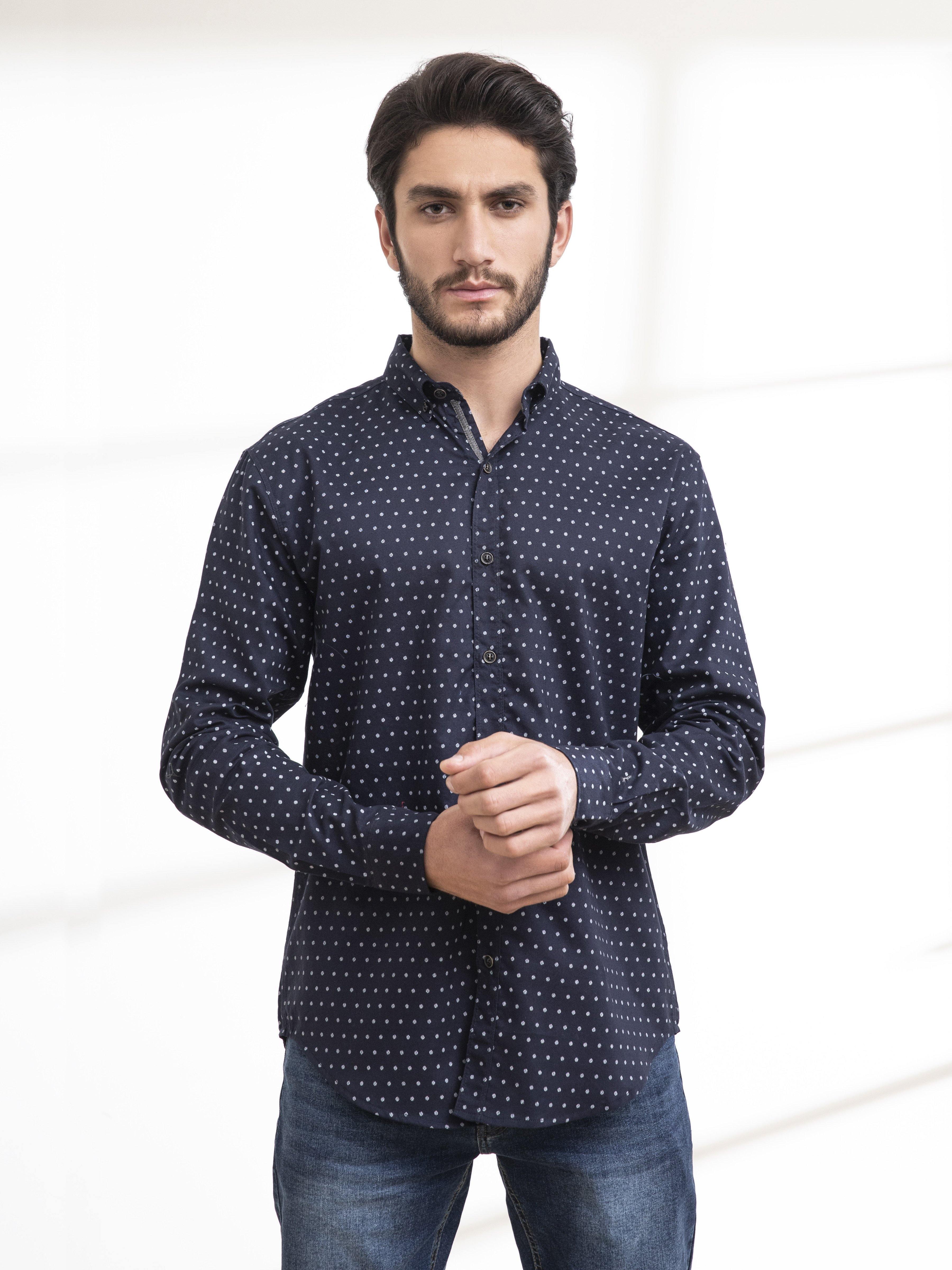 CASUAL SHIRT FULL SLEEVE NAVY at Charcoal Clothing