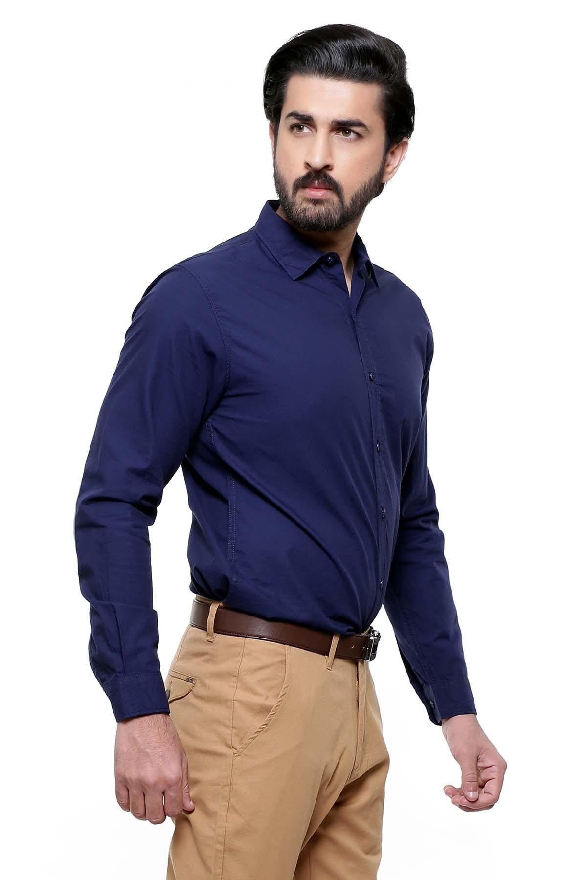 CASUAL SHIRT FULL SLEEVE NAVY at Charcoal Clothing
