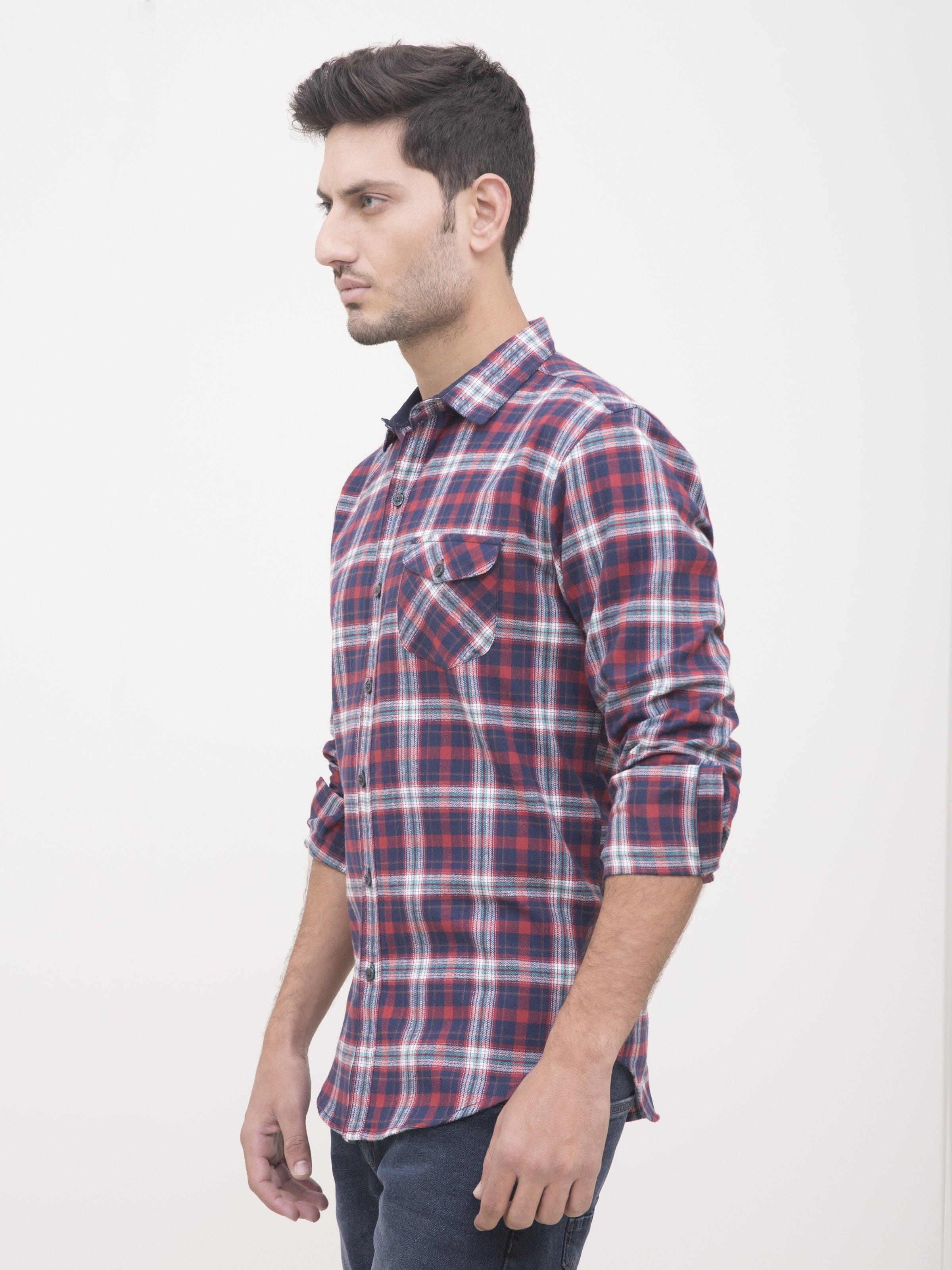 CASUAL SHIRT FULL SLEEVE RED CHECK at Charcoal Clothing