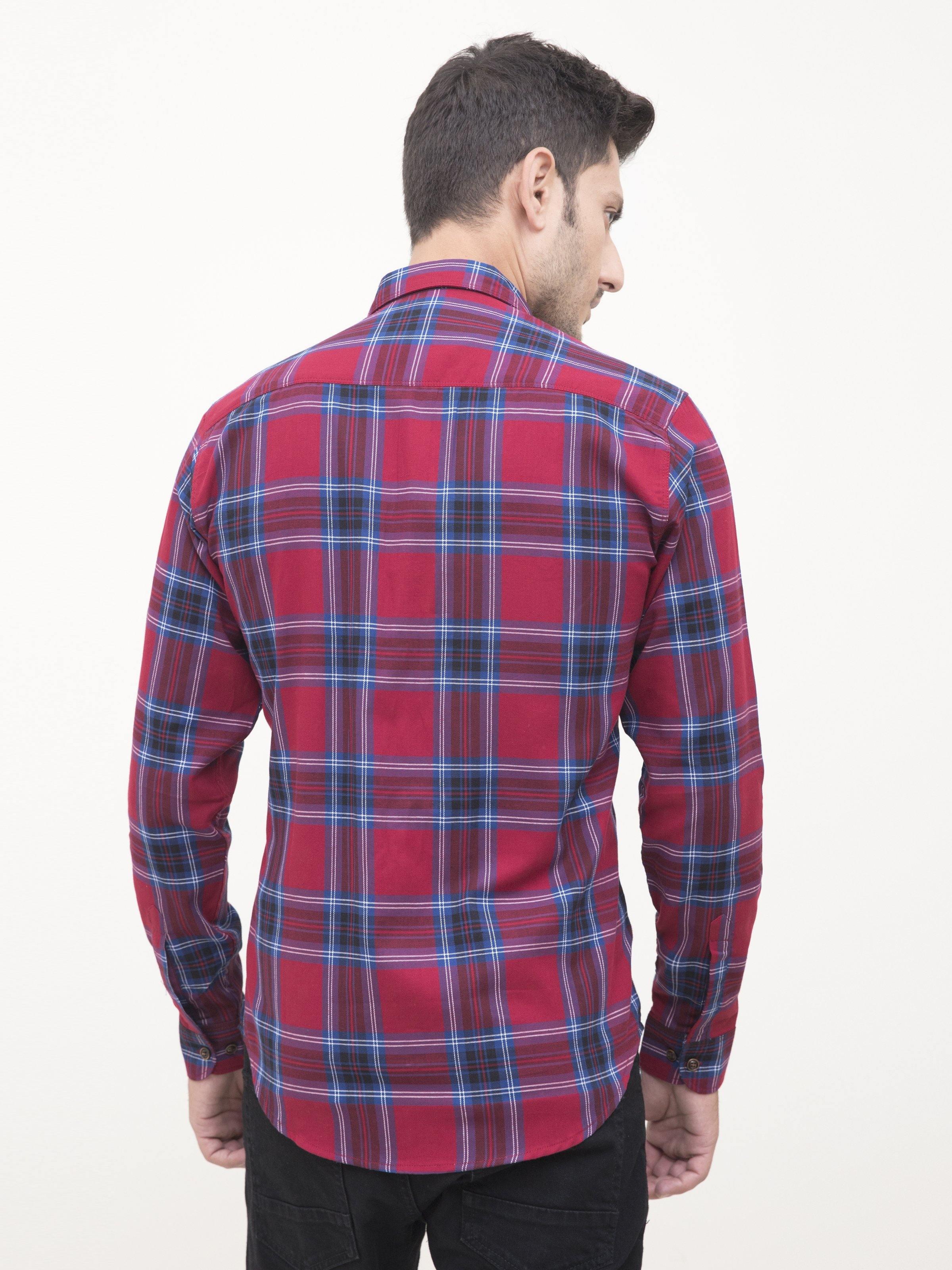 CASUAL SHIRT FULL SLEEVE RED CHECK at Charcoal Clothing