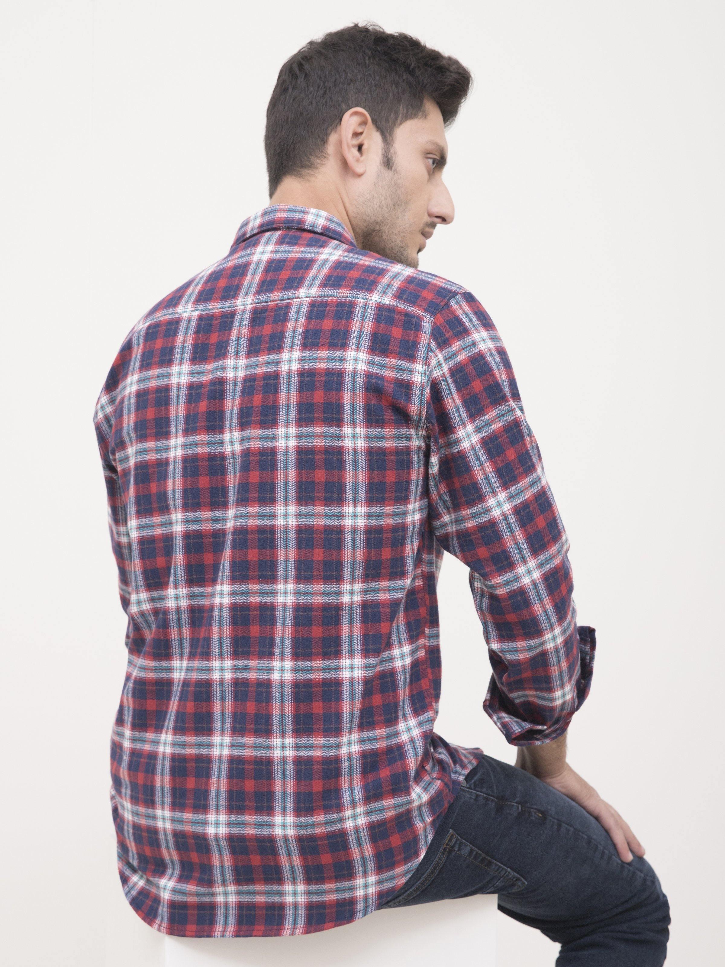 CASUAL SHIRT FULL SLEEVE RED CHECK at Charcoal Clothing