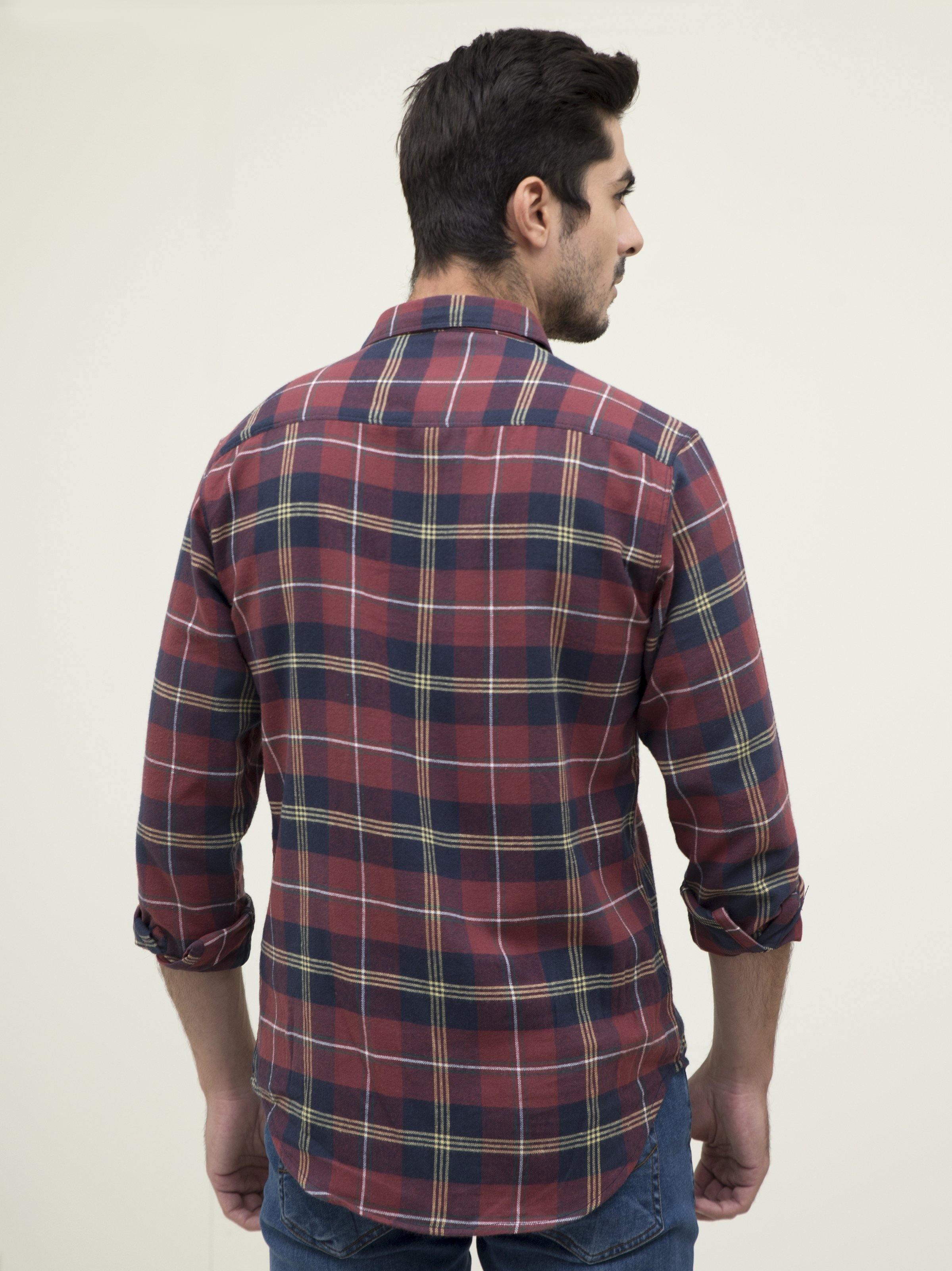 CASUAL SHIRT FULL SLEEVE RED NAVY at Charcoal Clothing