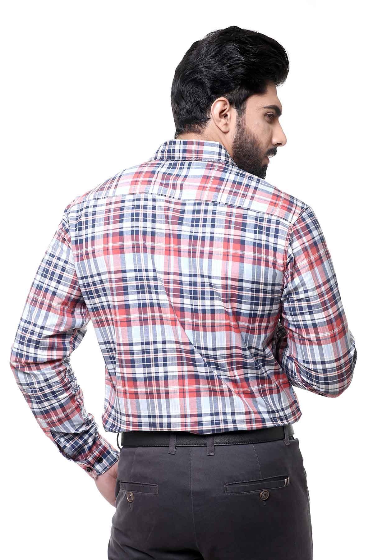 CASUAL SHIRT FULL SLEEVE RED NAVY at Charcoal Clothing