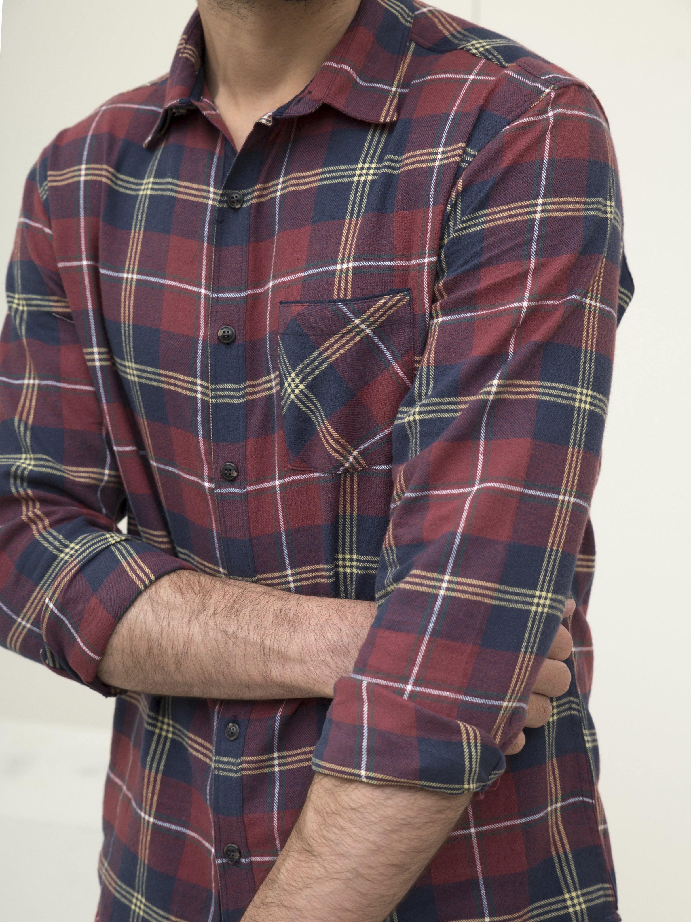 CASUAL SHIRT FULL SLEEVE RED NAVY at Charcoal Clothing